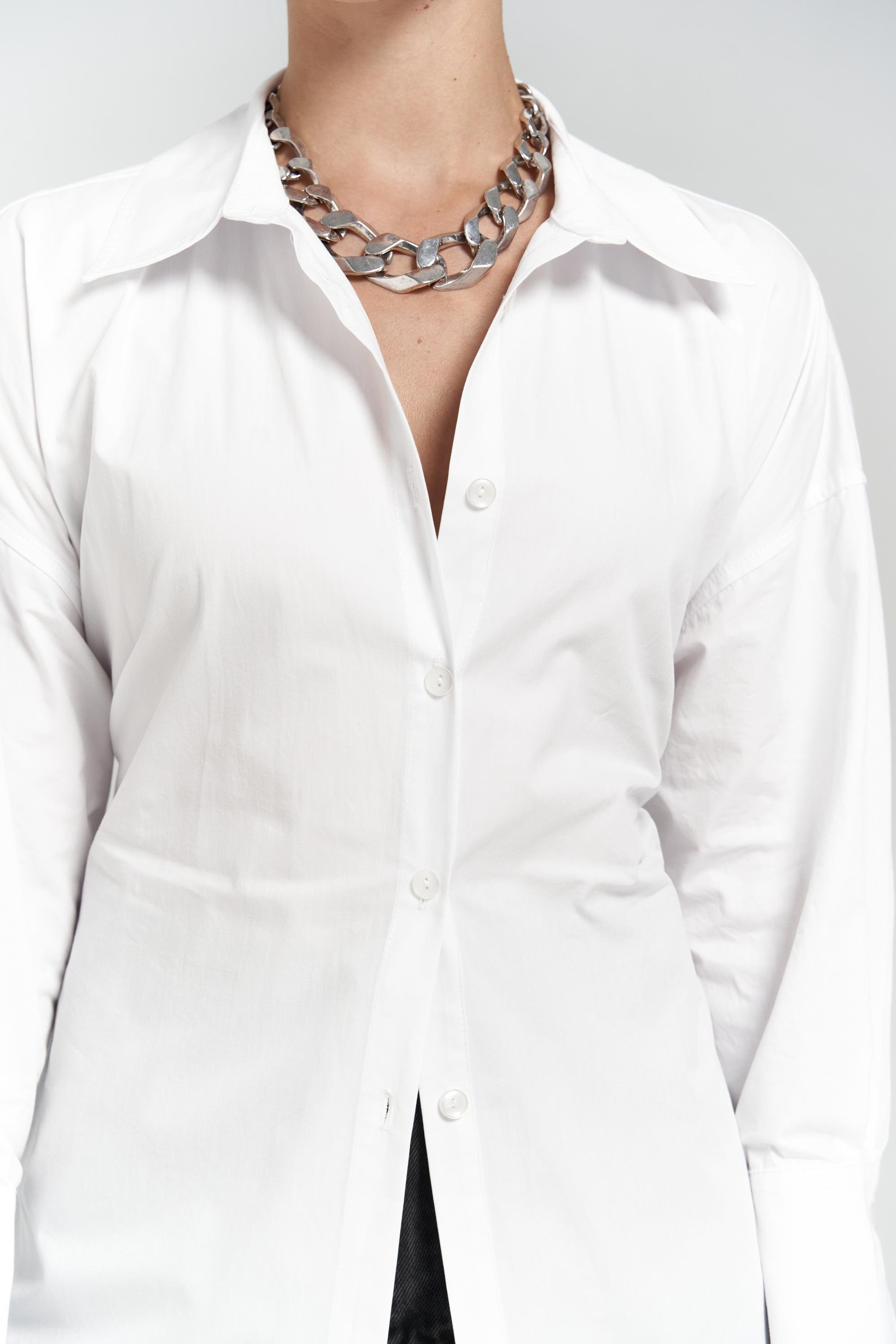 Novers İp Detay Beyaz Gömlek