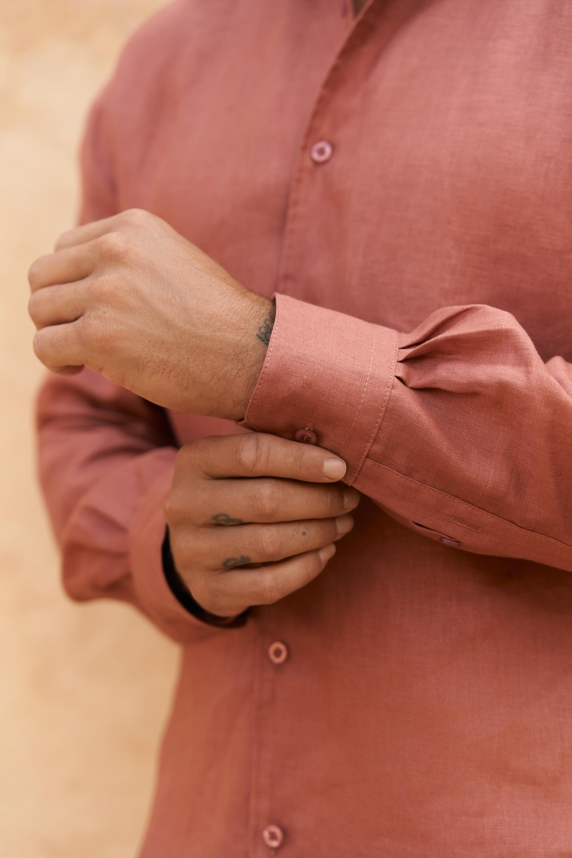 Ottavia Tarçın Keten Oversize Erkek Gömlek