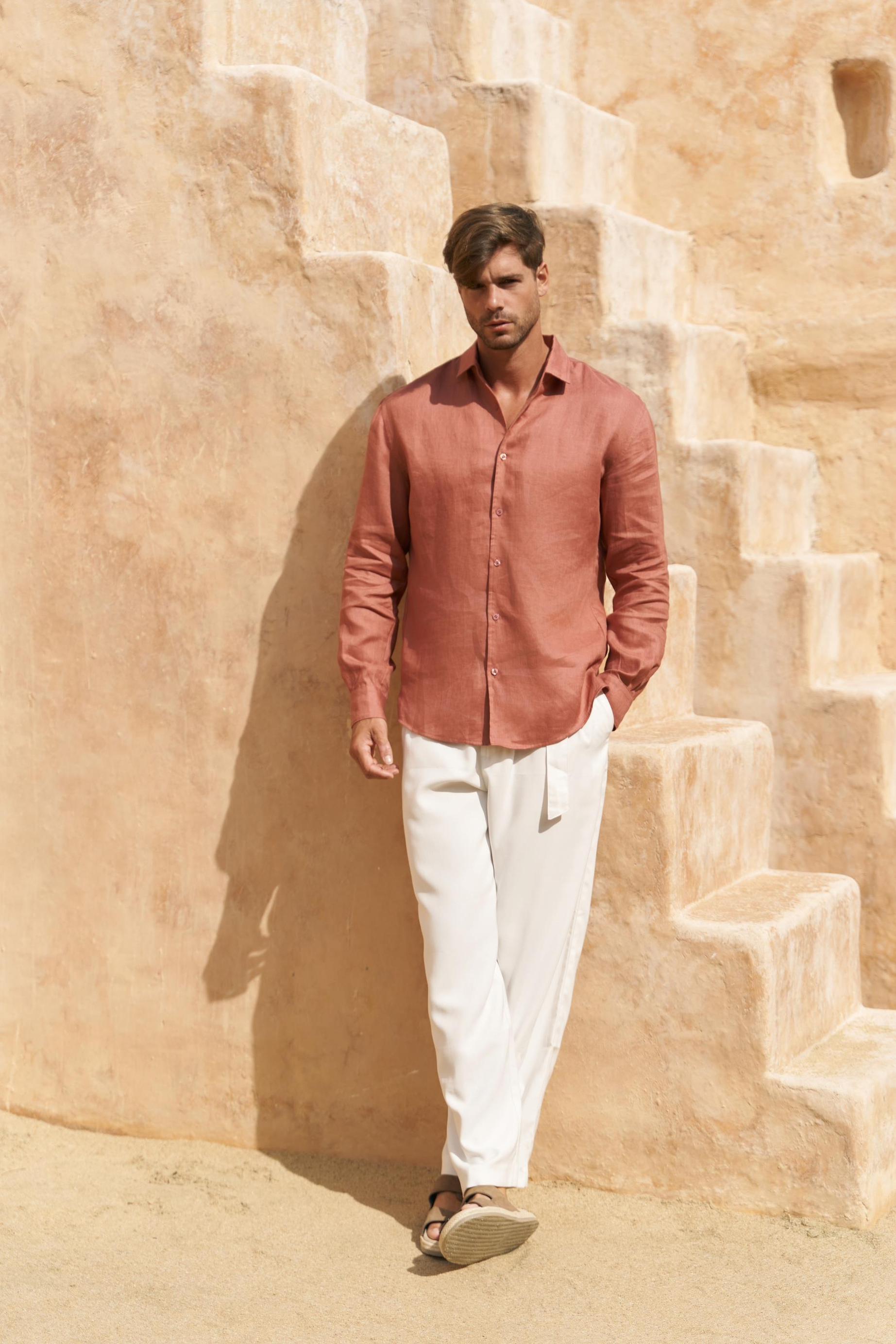 Ottavia Tarçın Keten Oversize Erkek Gömlek