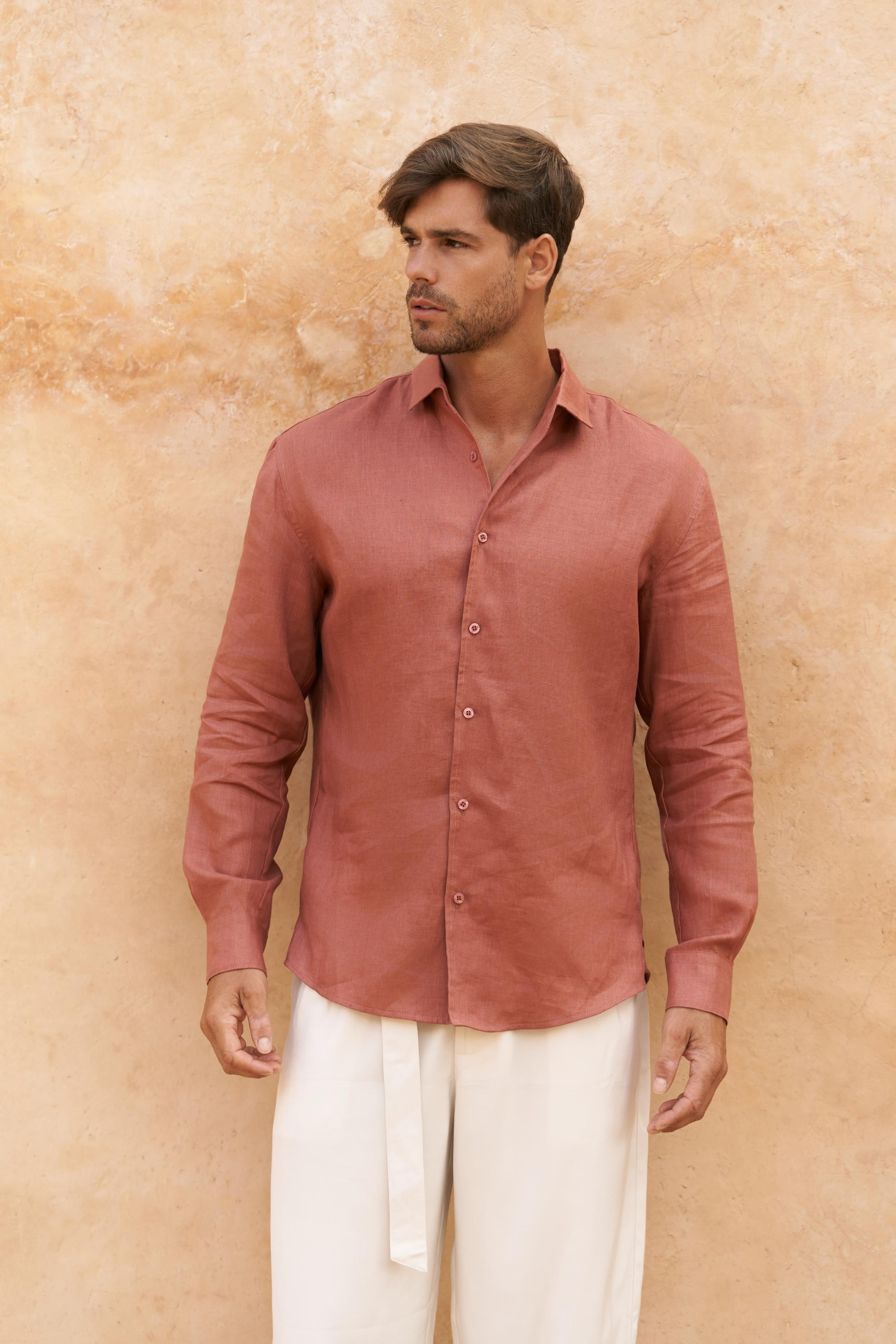 Ottavia Tarçın Keten Oversize Erkek Gömlek