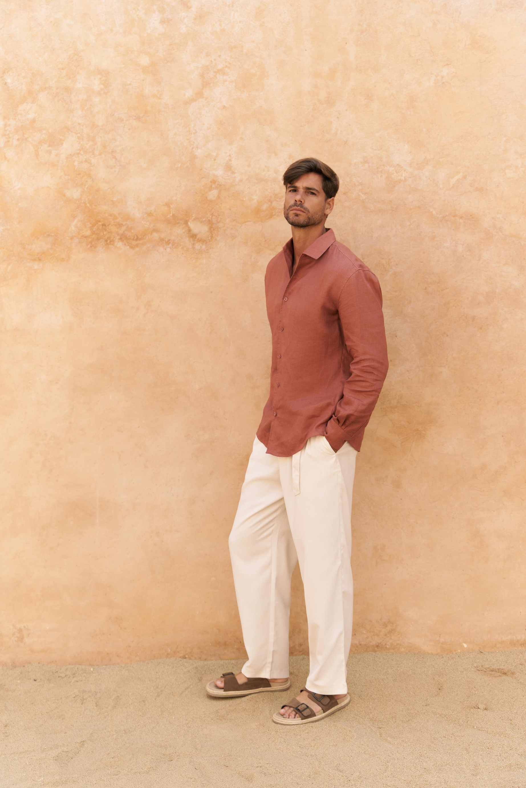 Ottavia Tarçın Keten Oversize Erkek Gömlek