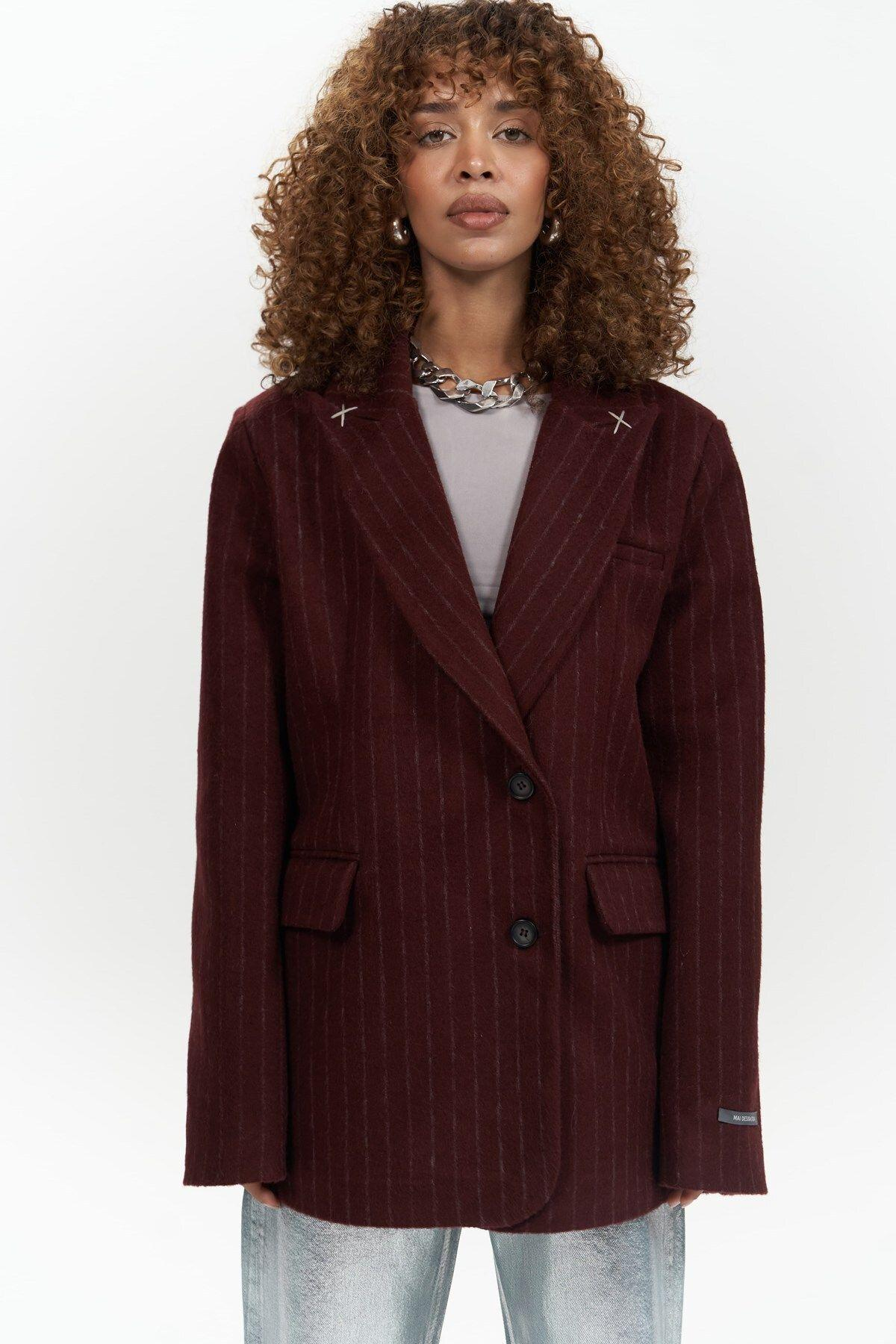 Peters Striped Blazer with Stitch Details