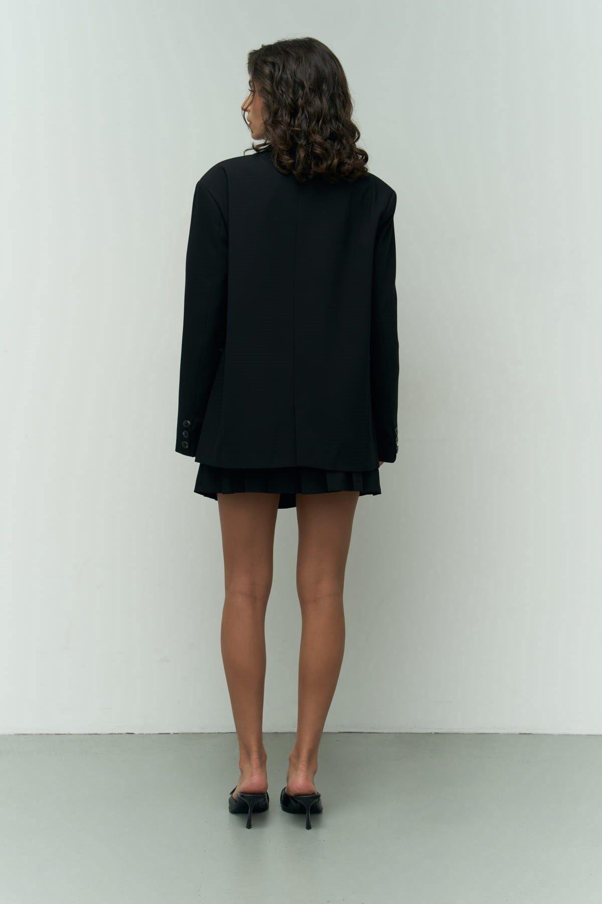 Pietro Black Blazer With Vest Detail