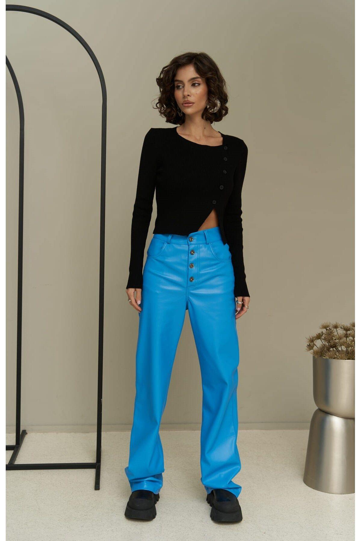 Scott Blue Leather Trousers