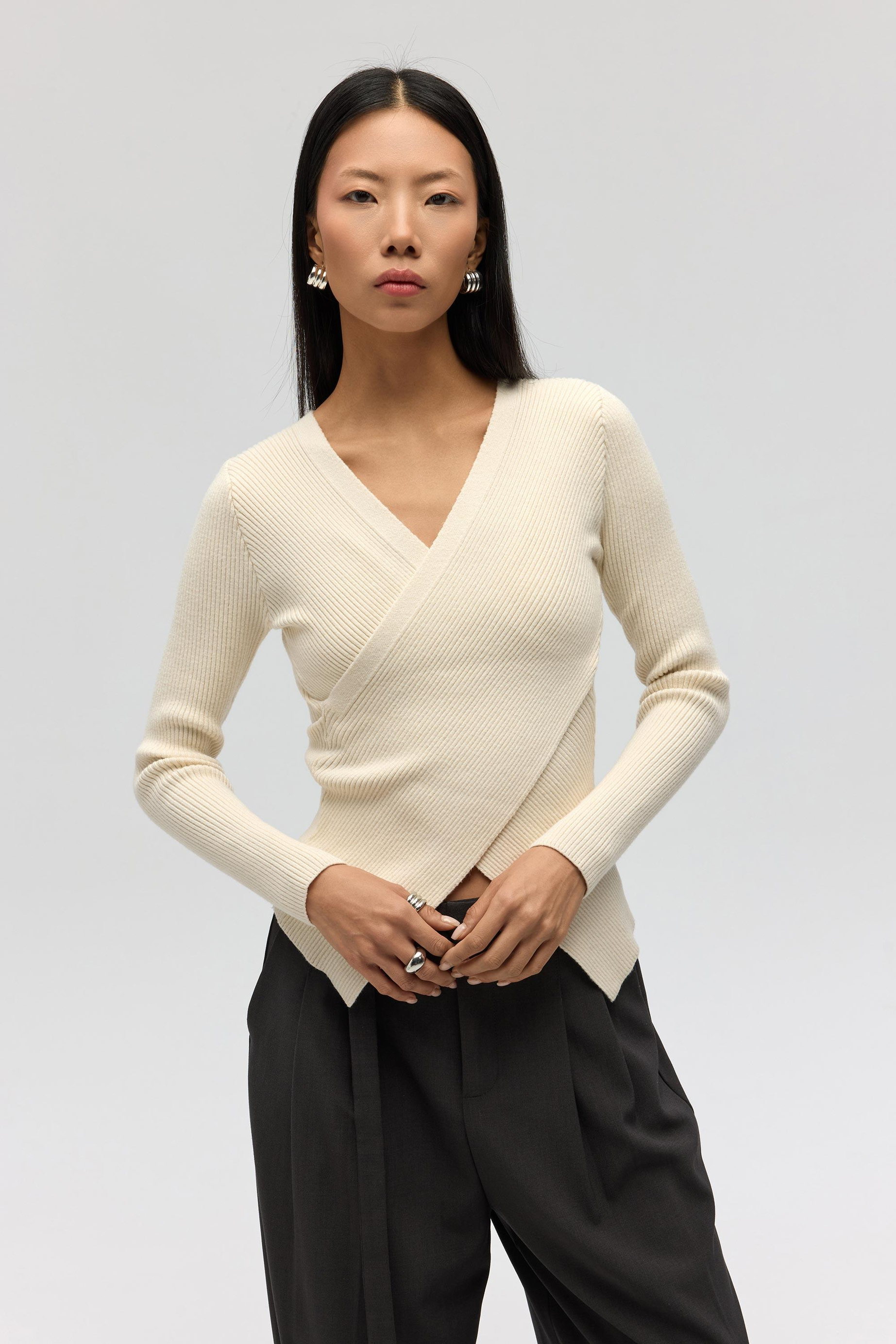 Soren Çapraz Detay Bej Triko Kazak