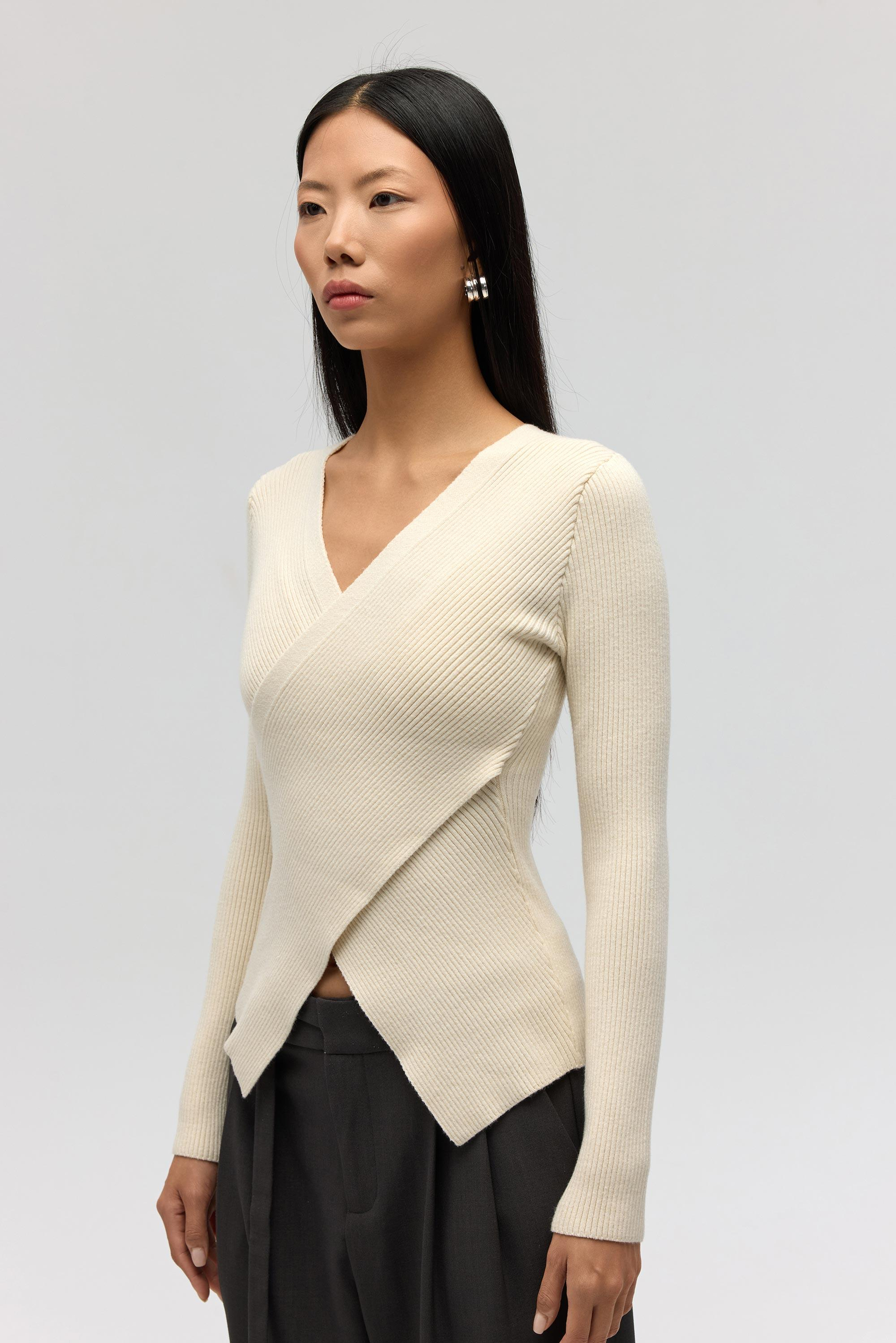 Soren Çapraz Detay Bej Triko Kazak