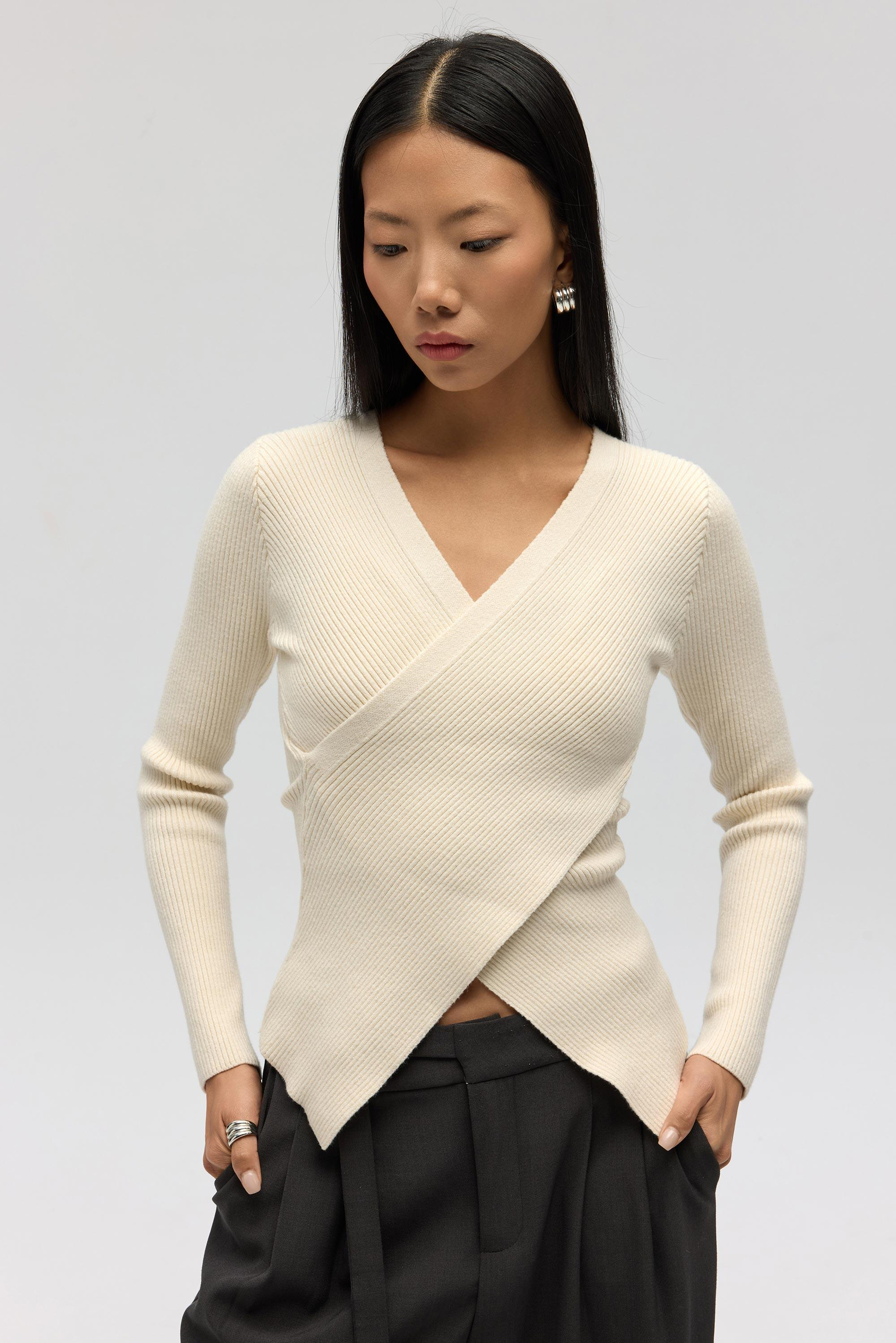 Soren Çapraz Detay Bej Triko Kazak