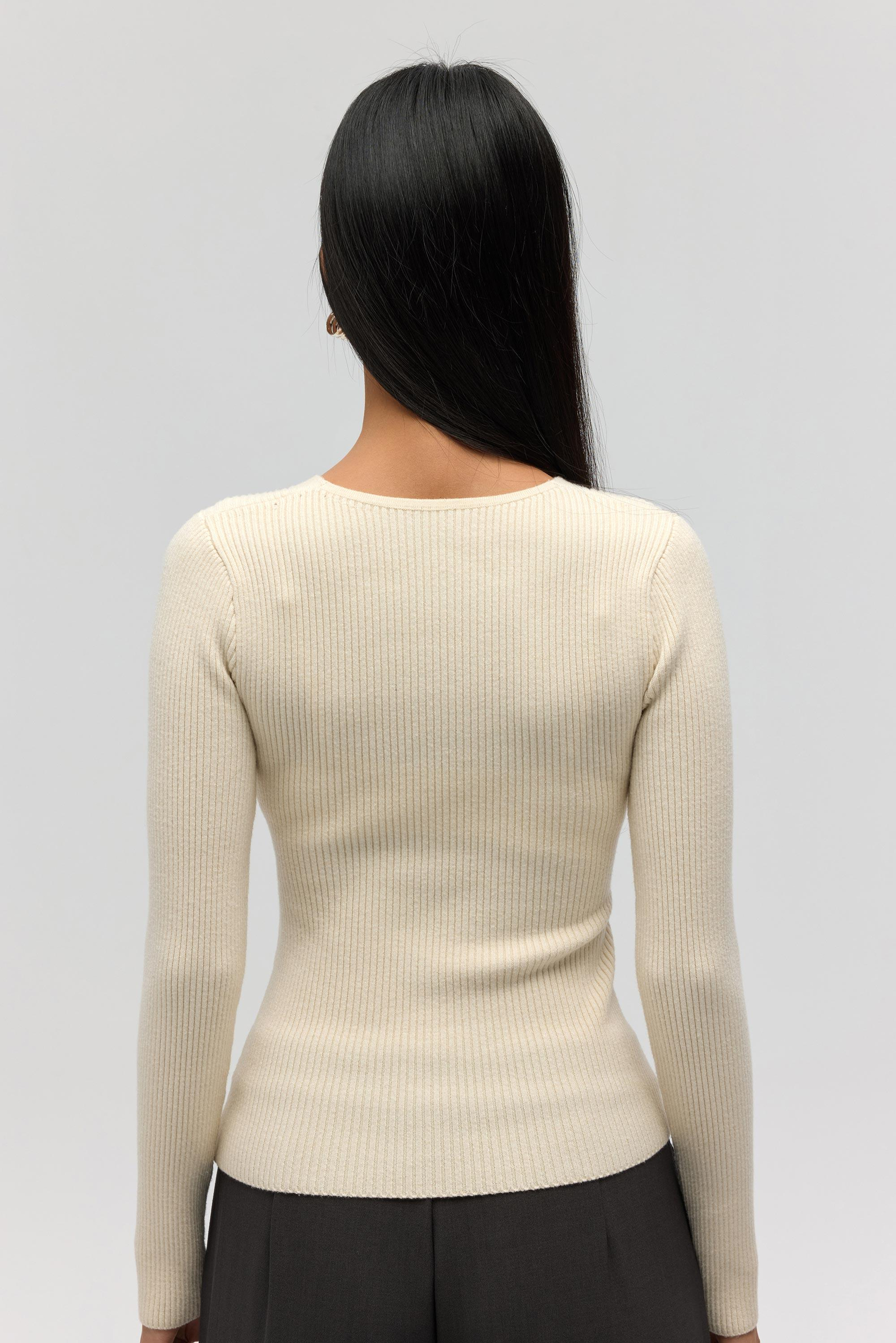 Soren Çapraz Detay Bej Triko Kazak