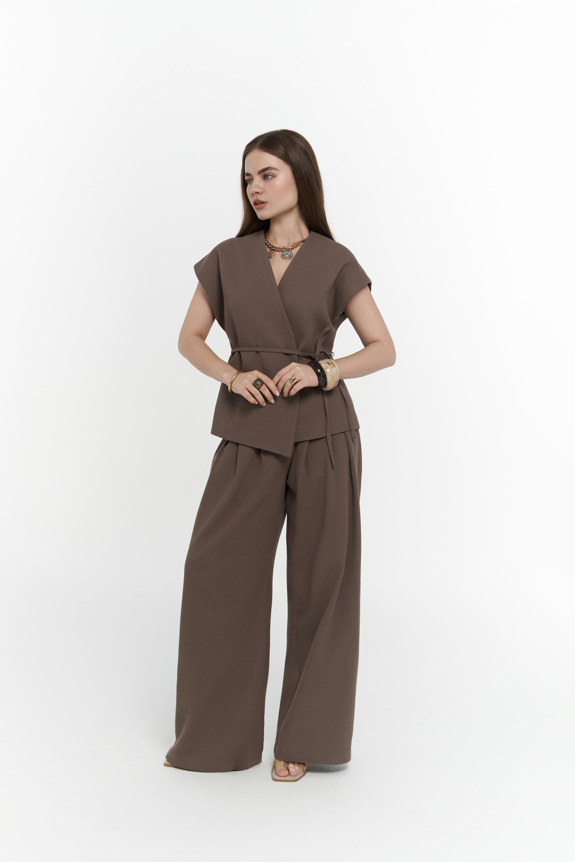 Sorrenio Açık Kahve Yelek Pantolon Takım