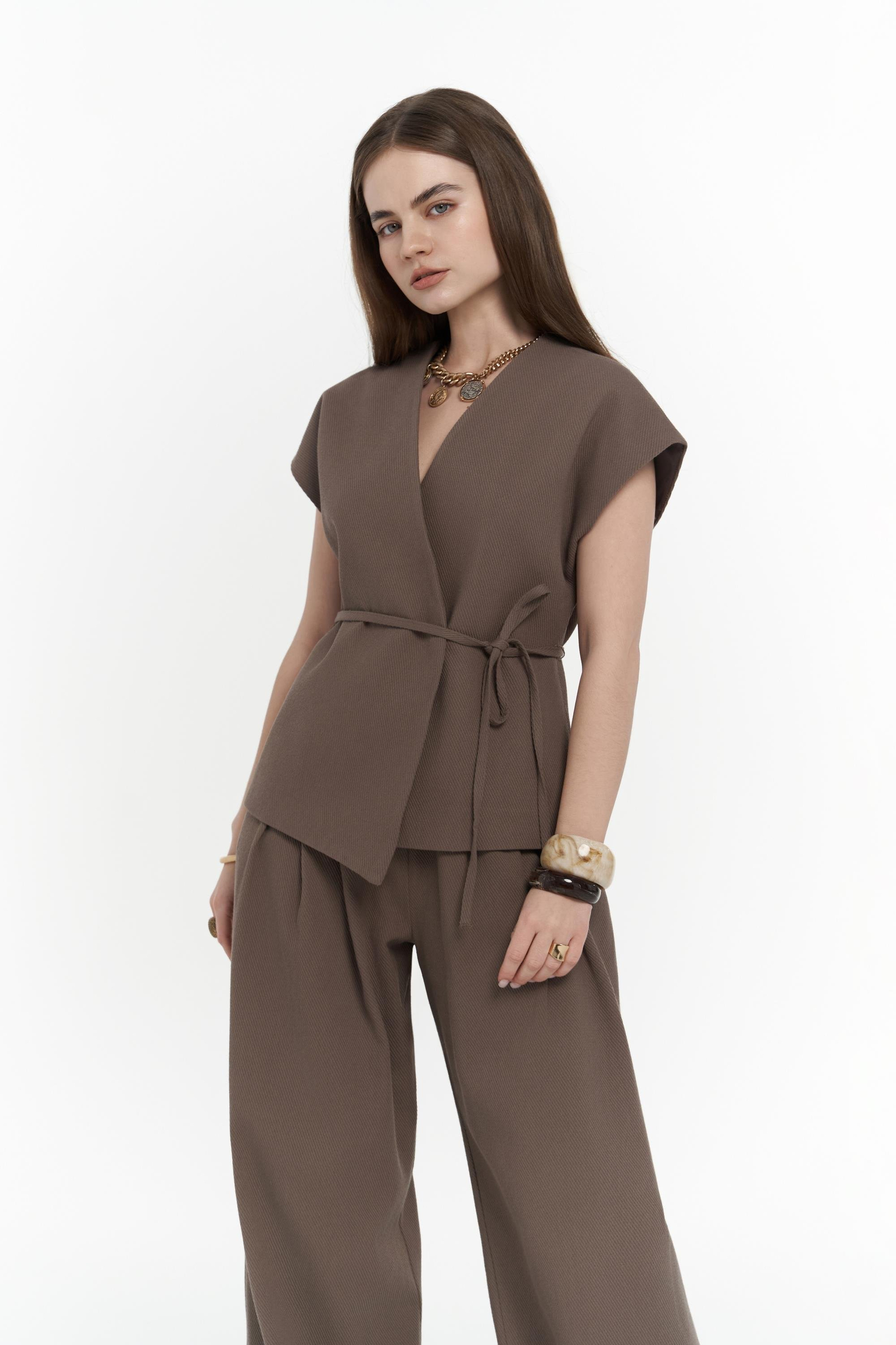 Sorrenio Açık Kahve Yelek Pantolon Takım