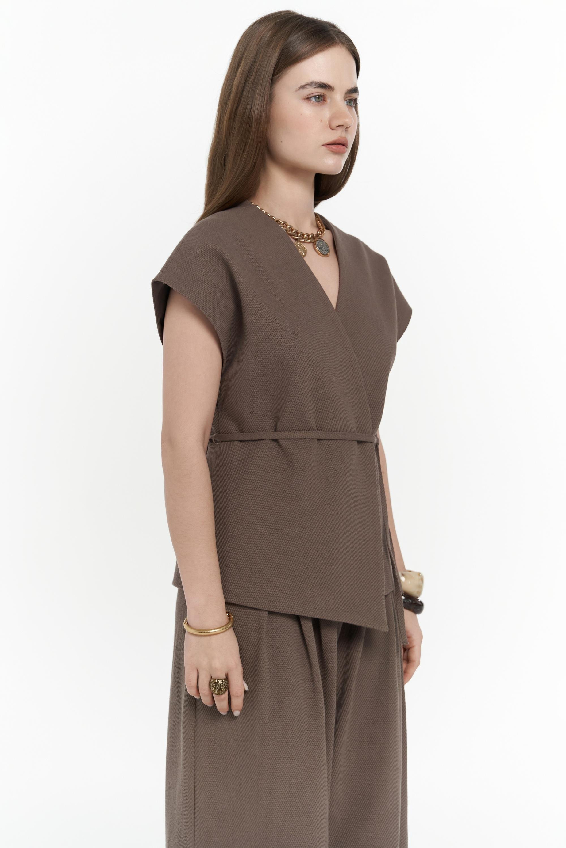 Sorrenio Açık Kahve Yelek Pantolon Takım