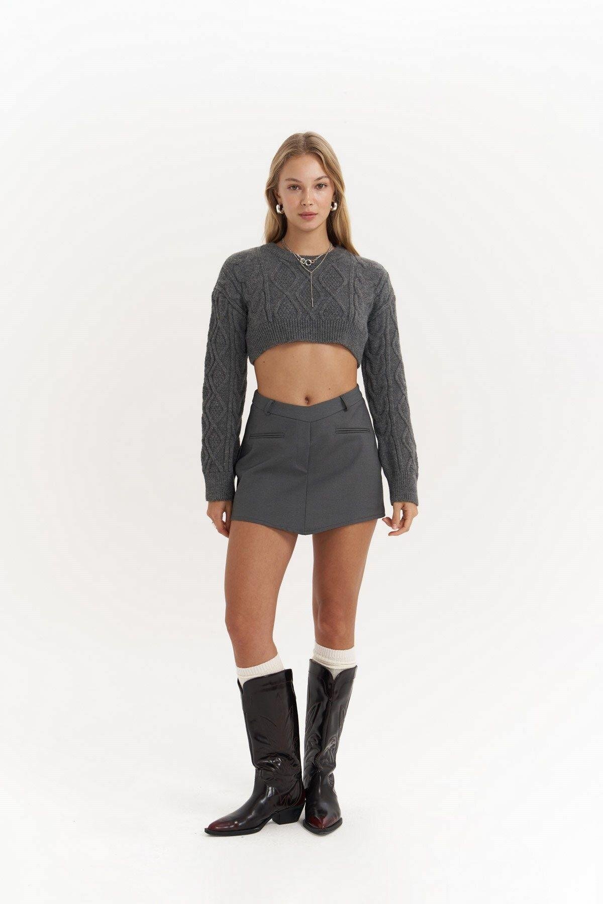 Triana Dark Gray Mini Skirt