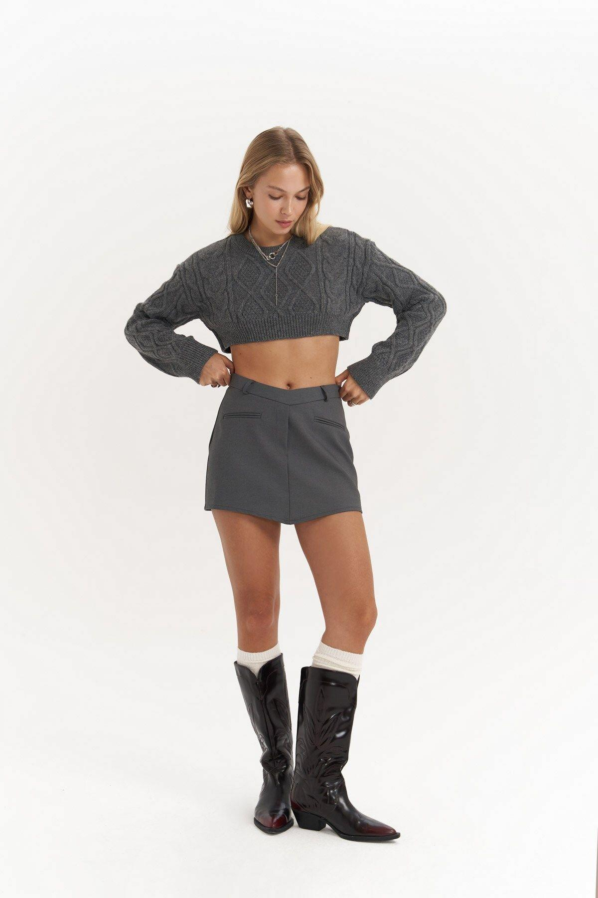 Triana Dark Gray Mini Skirt
