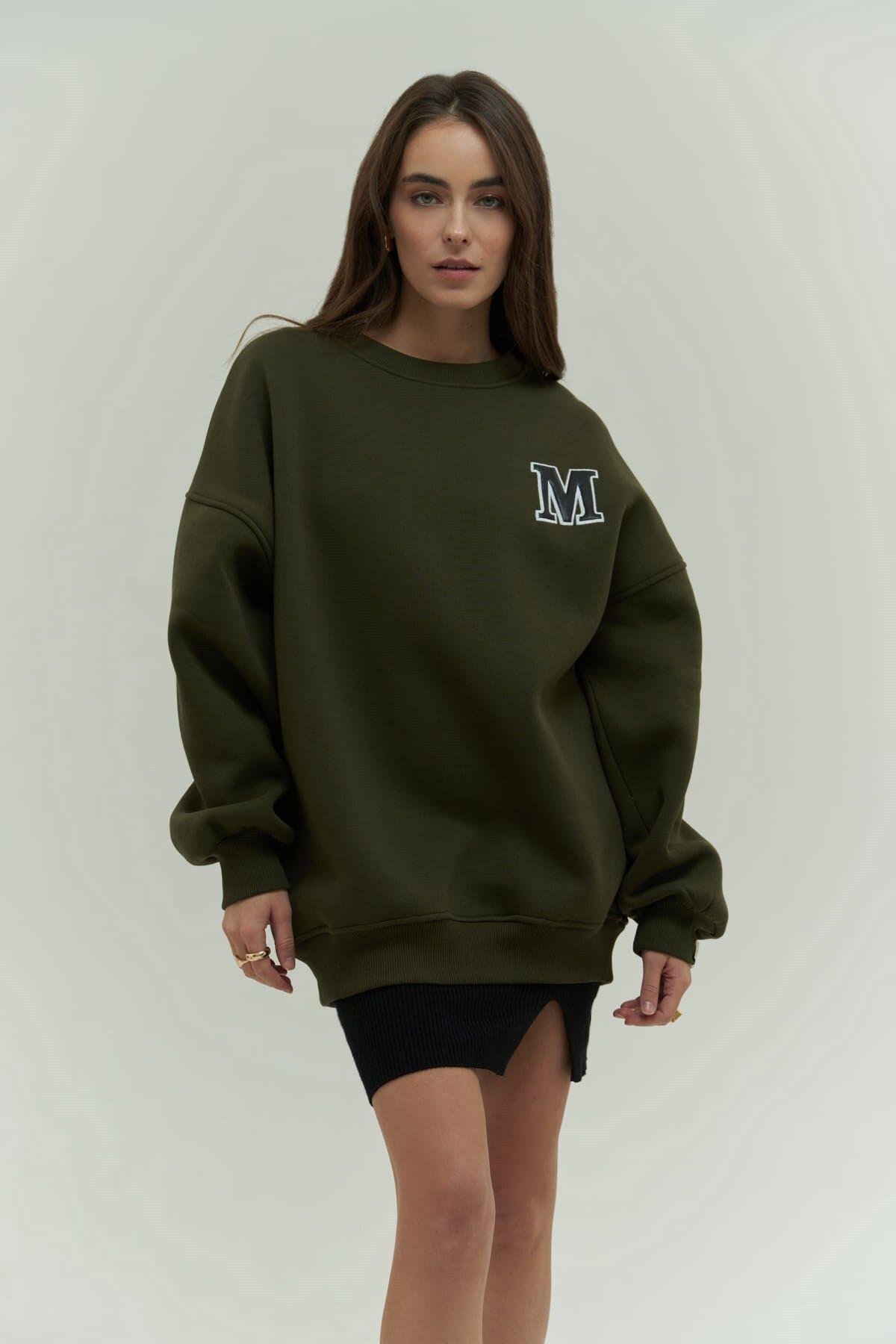 Mai Collection Venera Dark Khaki Oversize Sweatshirt