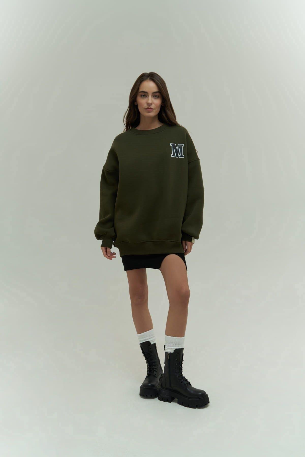 Mai Collection Venera Dark Khaki Oversize Sweatshirt