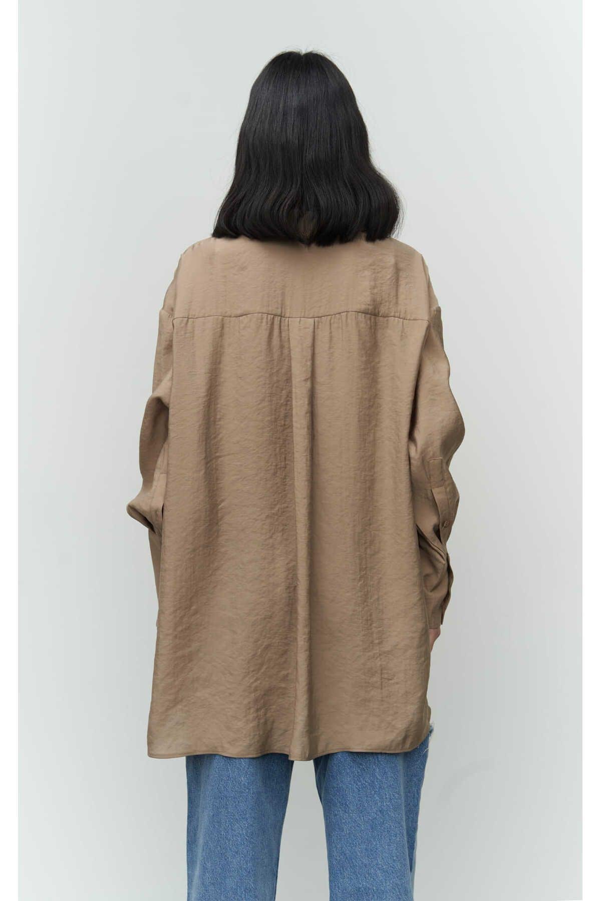 Zaria Açık Vizon Oversize Gömlek
