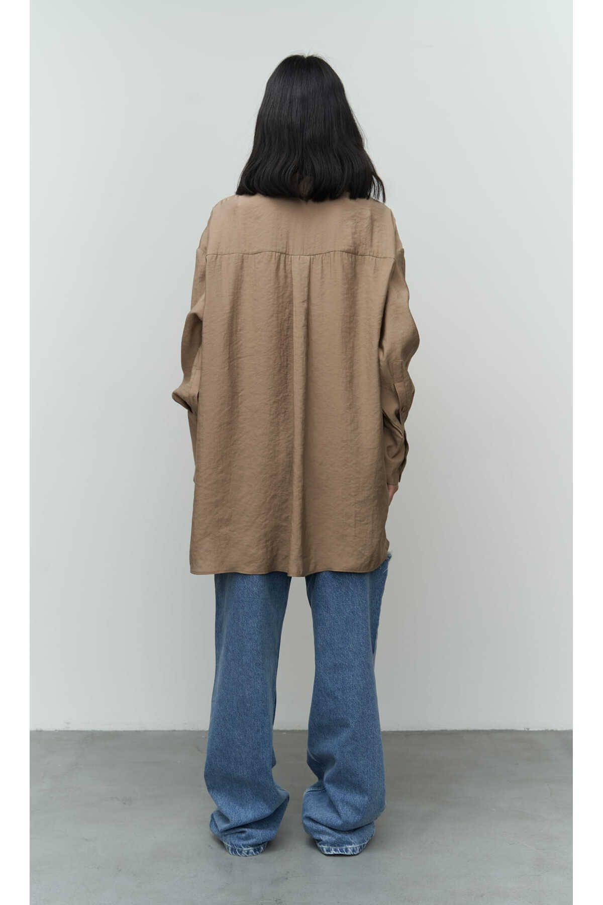Zaria Açık Vizon Oversize Gömlek