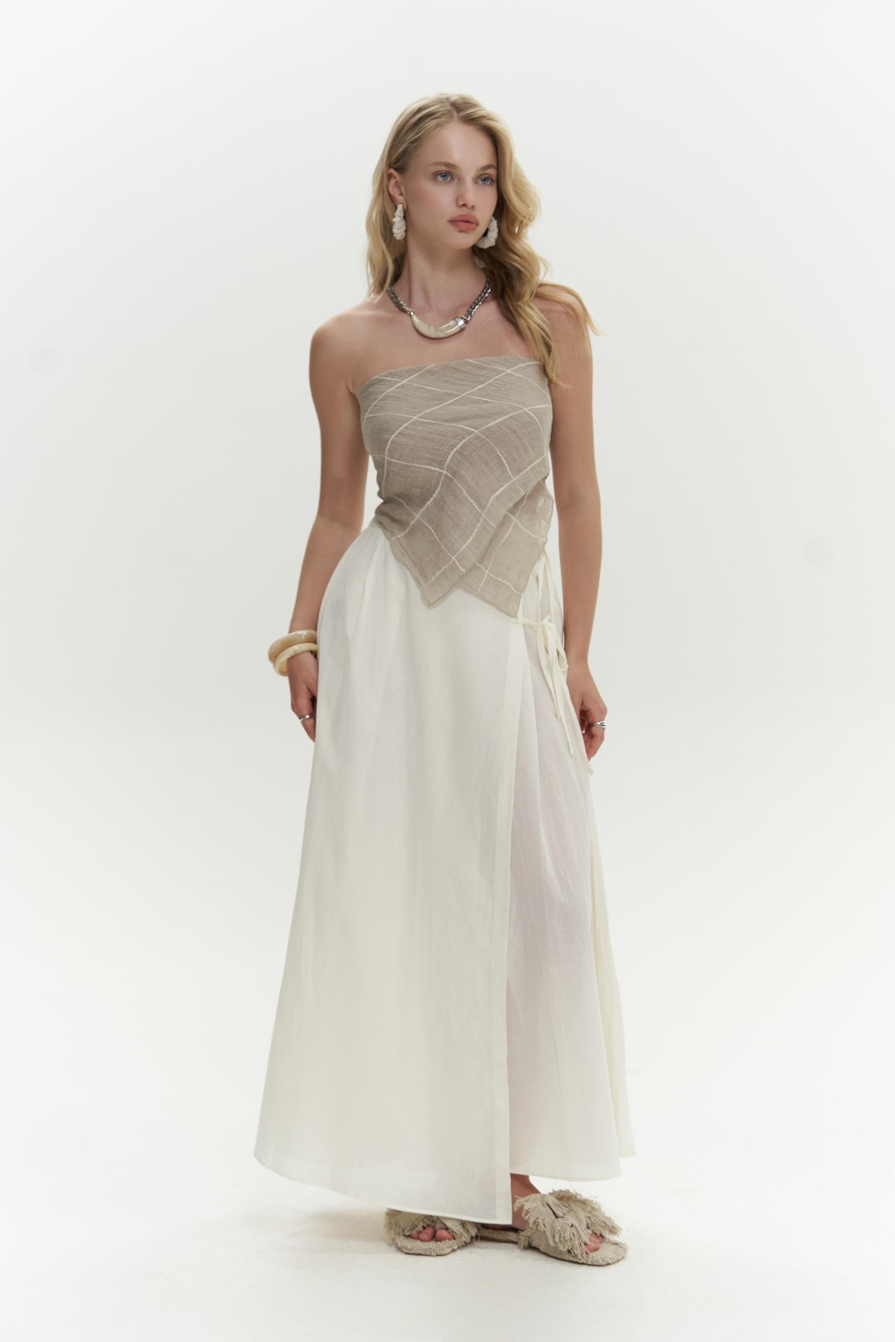 Aida İp Detay Pileli Aida Etek