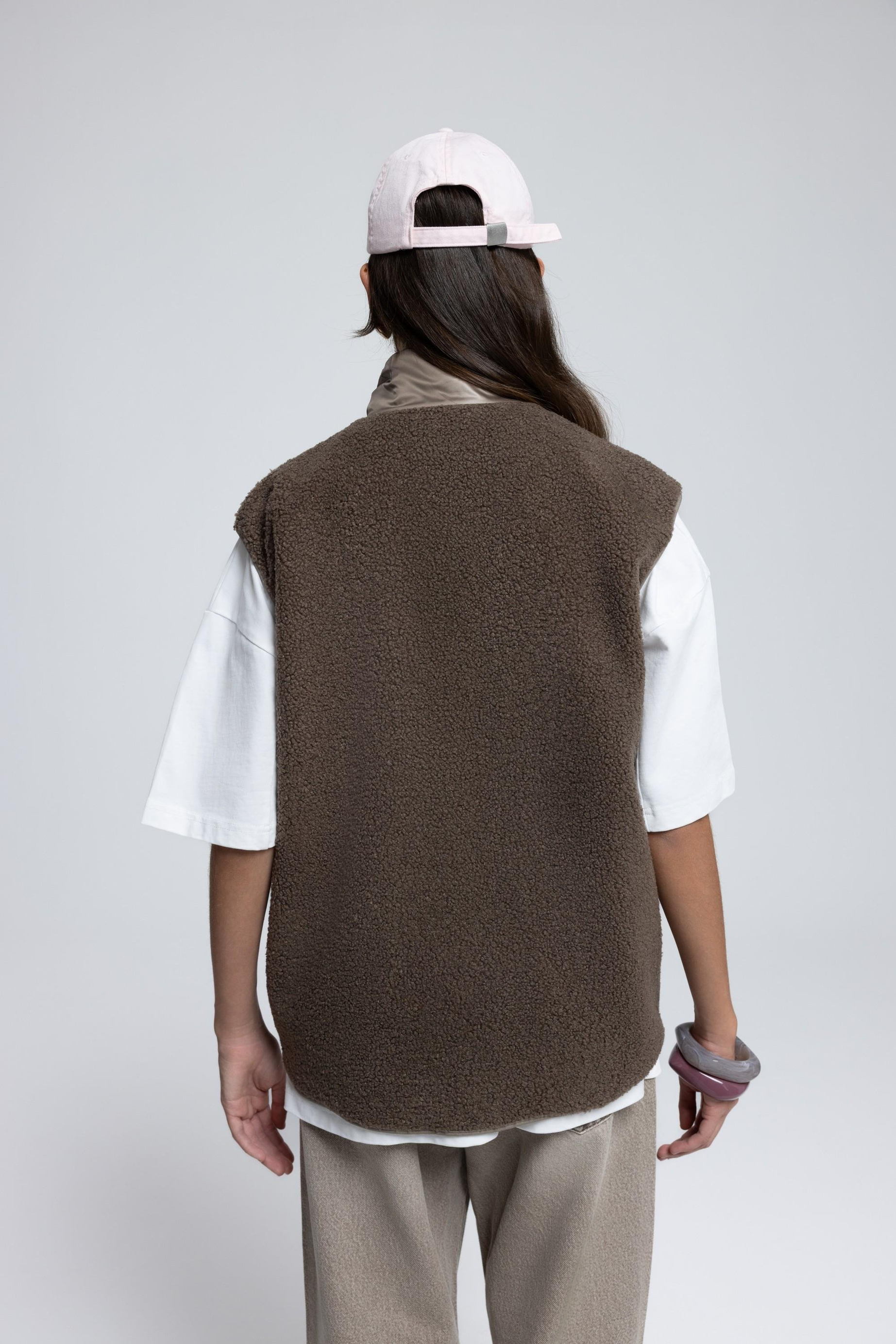 Alberg Brown Oversized Teddy Vest