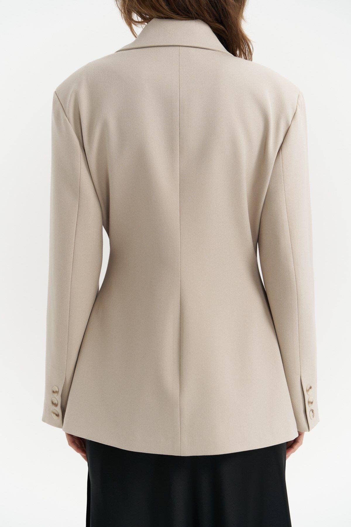 Allegany Light Beige Waist-Fitted Blazer