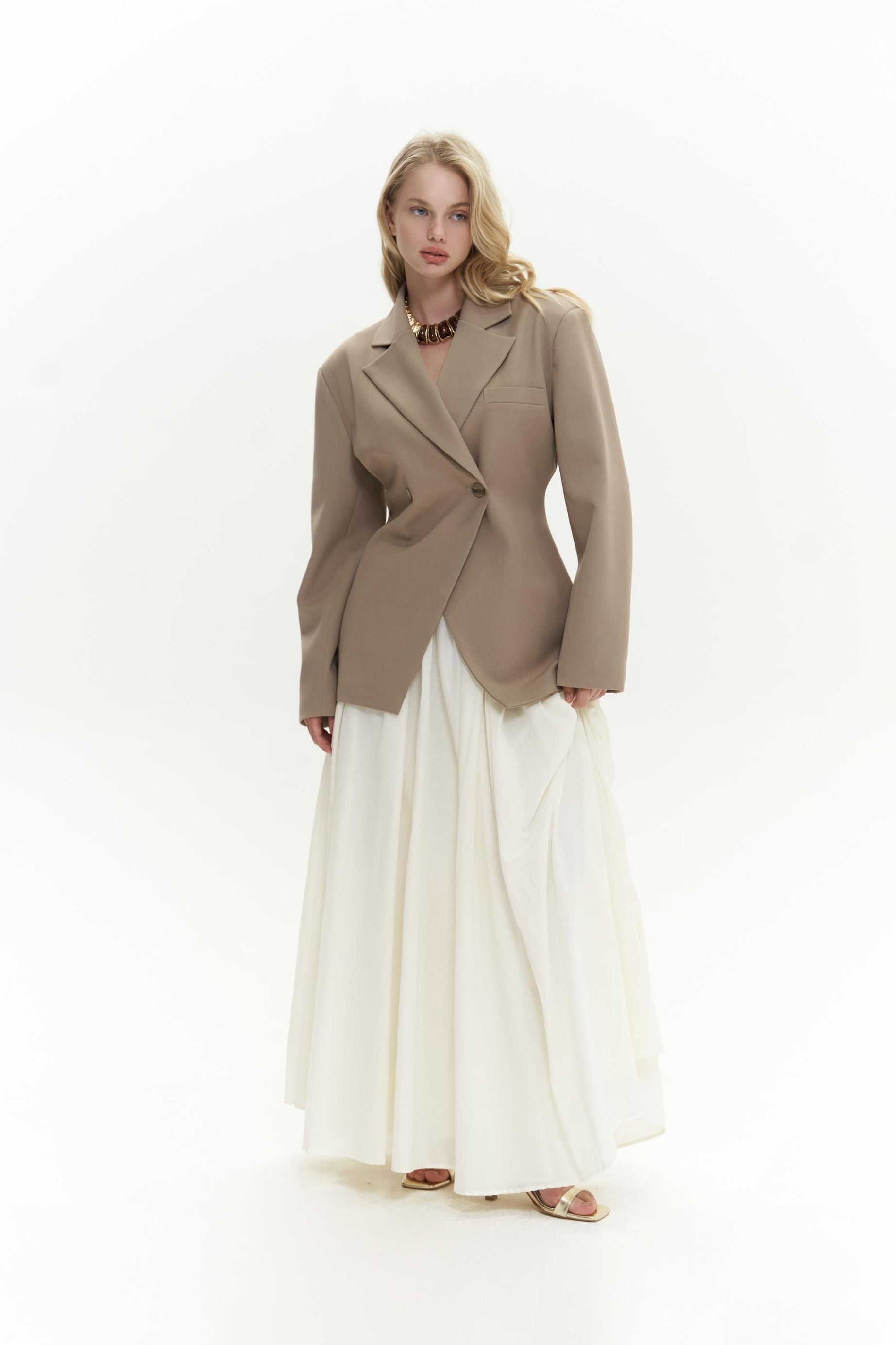 Allegany Bej Bel Oturmalı Blazer