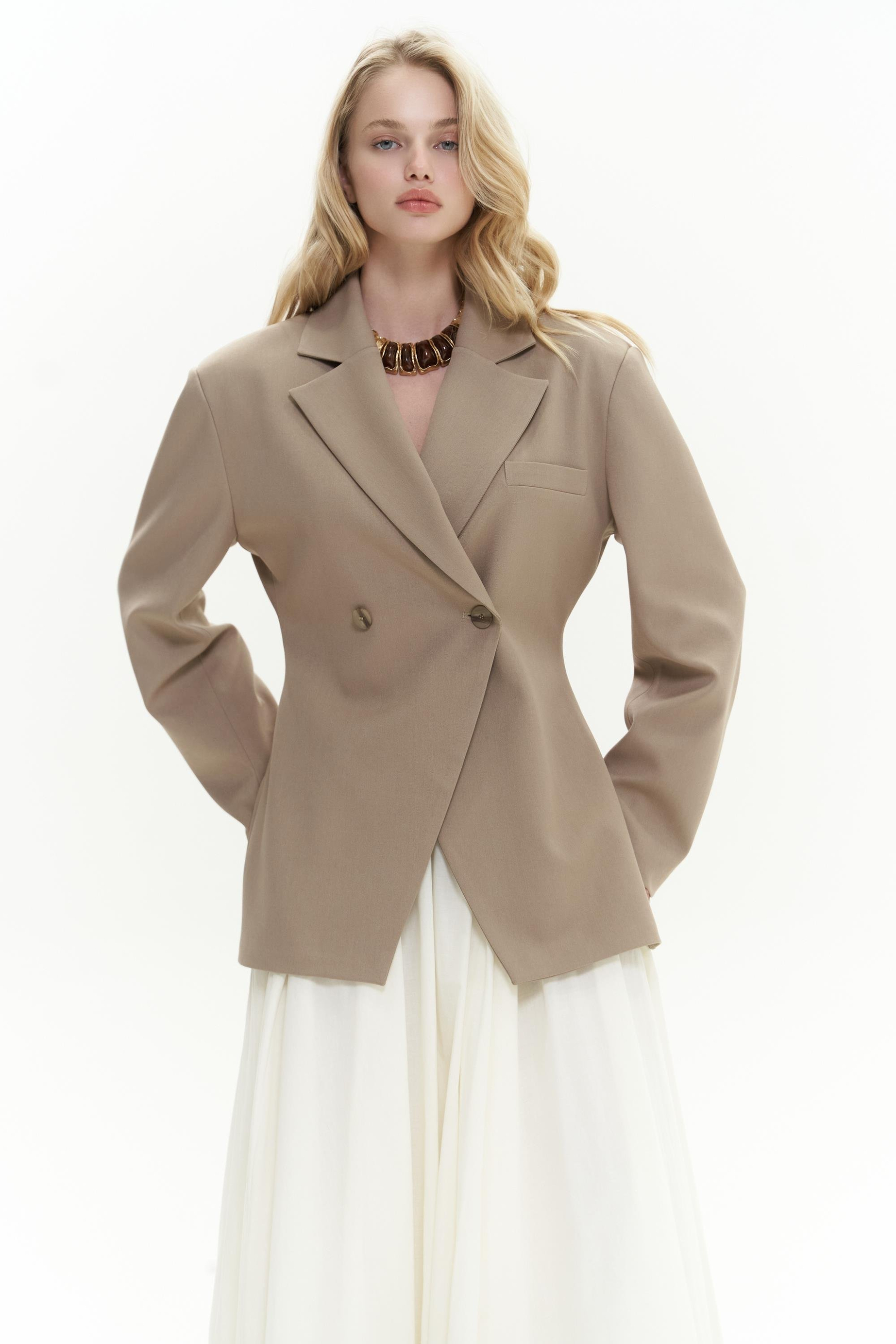 Allegany Bej Bel Oturmalı Blazer