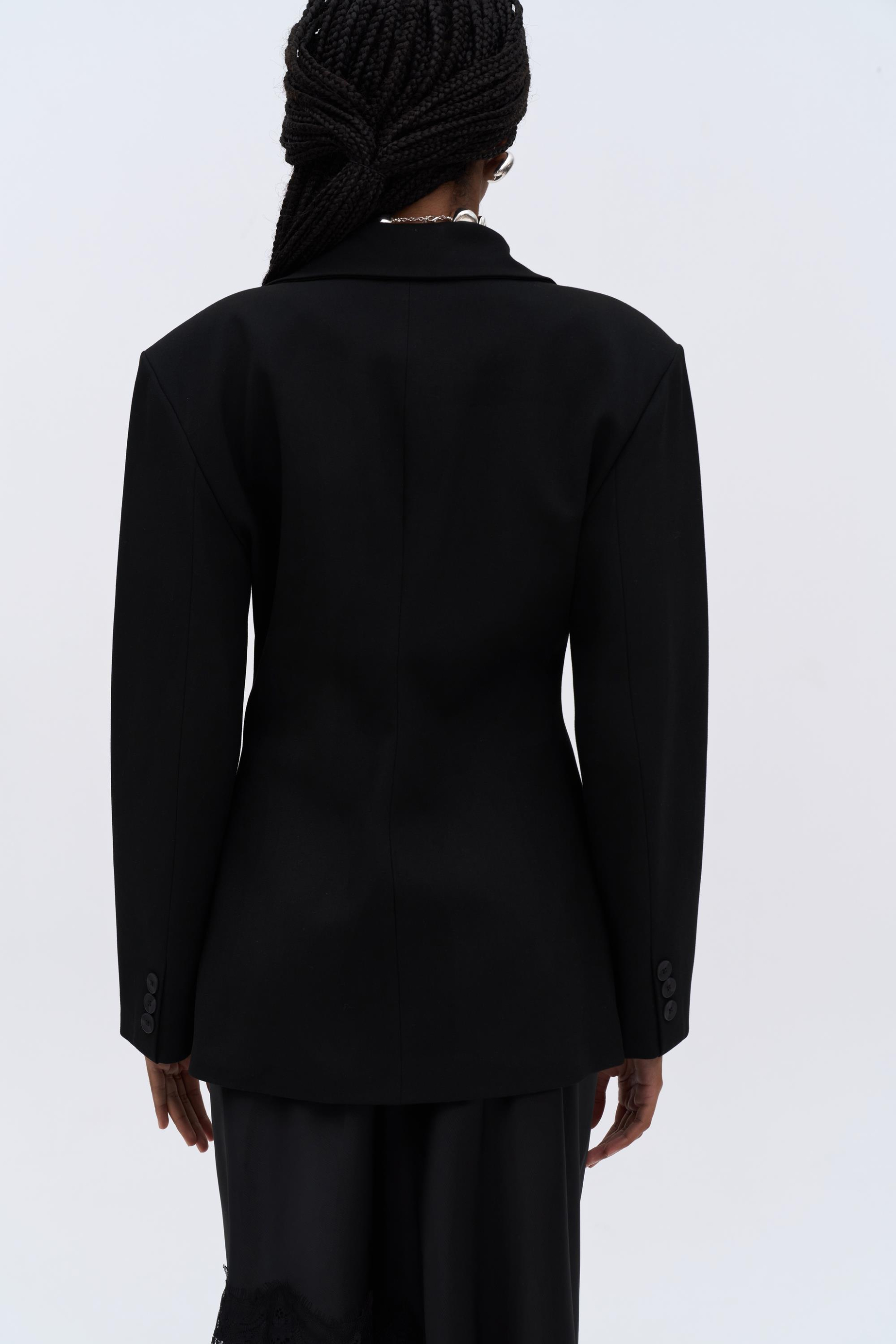 Allegany Siyah Bel Oturmalı Blazer