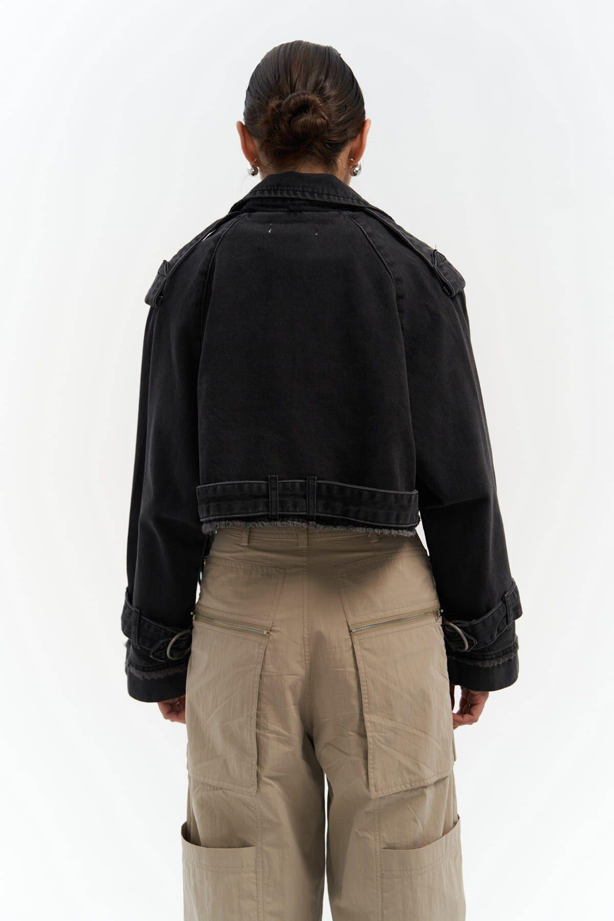 Baggy Biker Dark Gray Denim Jacket