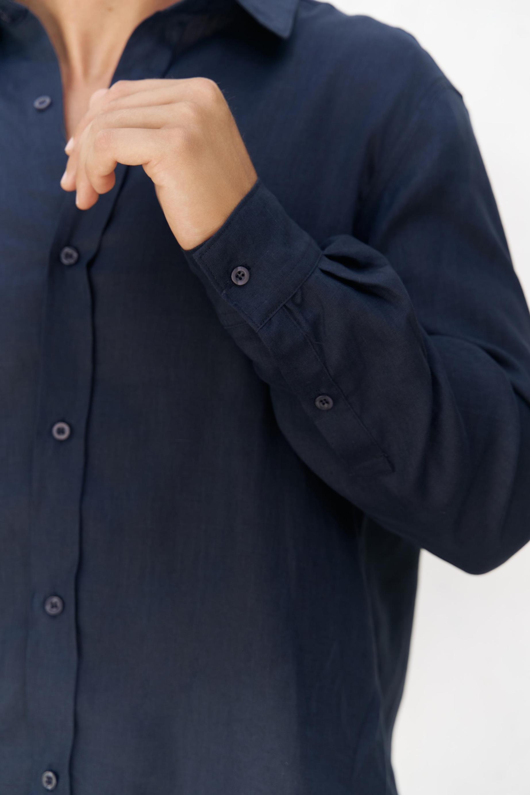 Bice Lacivert Keten Oversize Erkek Gömlek