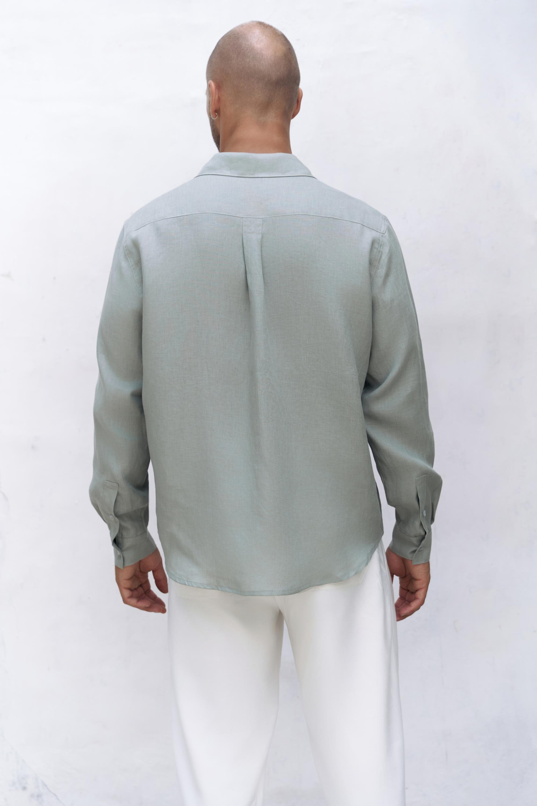 Bice Mint Keten Oversize Erkek Gömlek