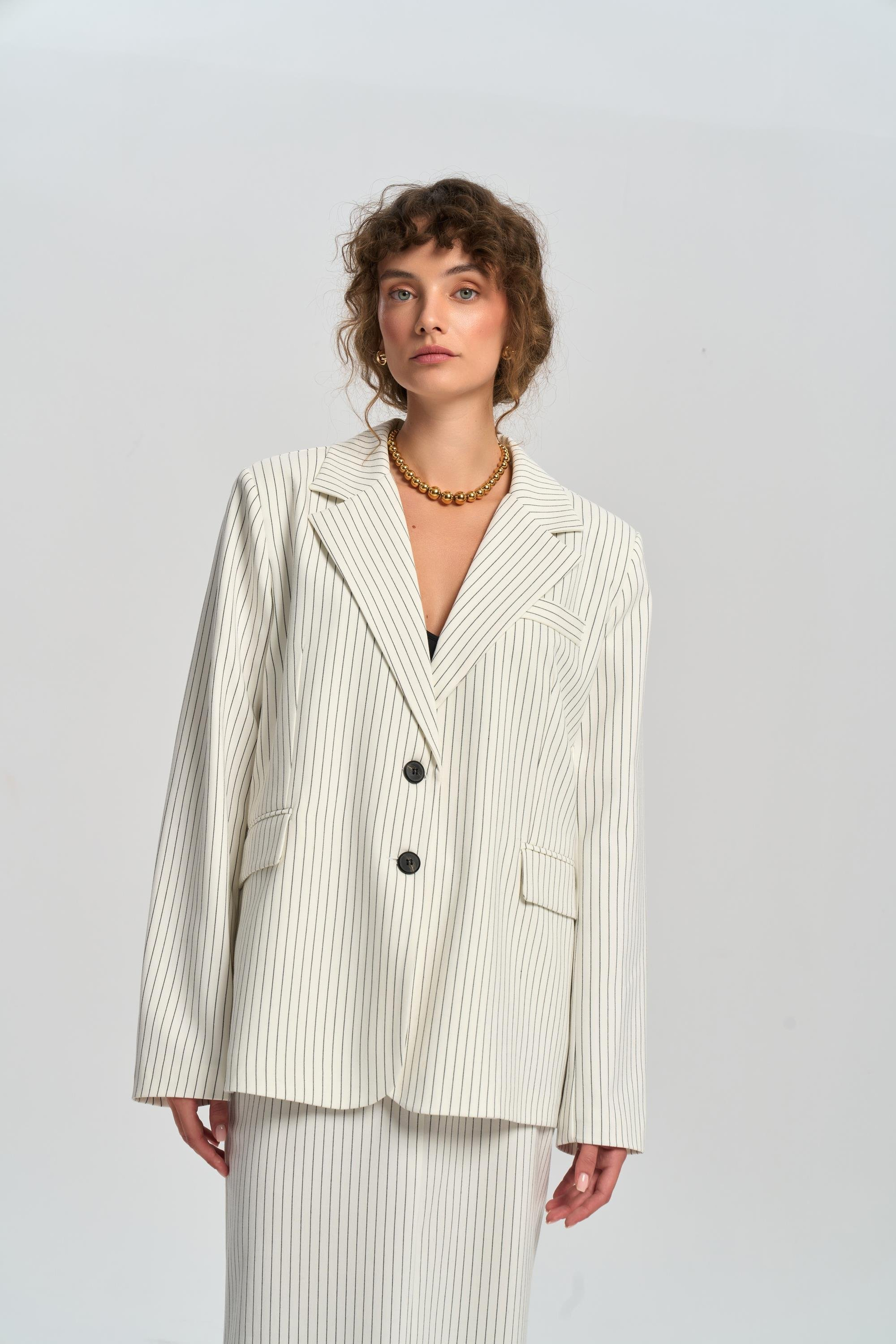 Bruno Striped Ecru Blazer