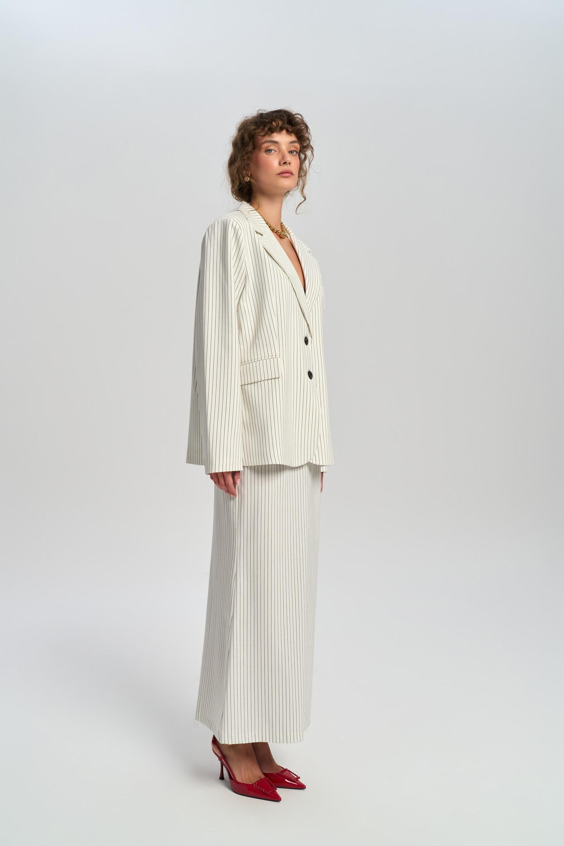 Bruno Striped Ecru Blazer