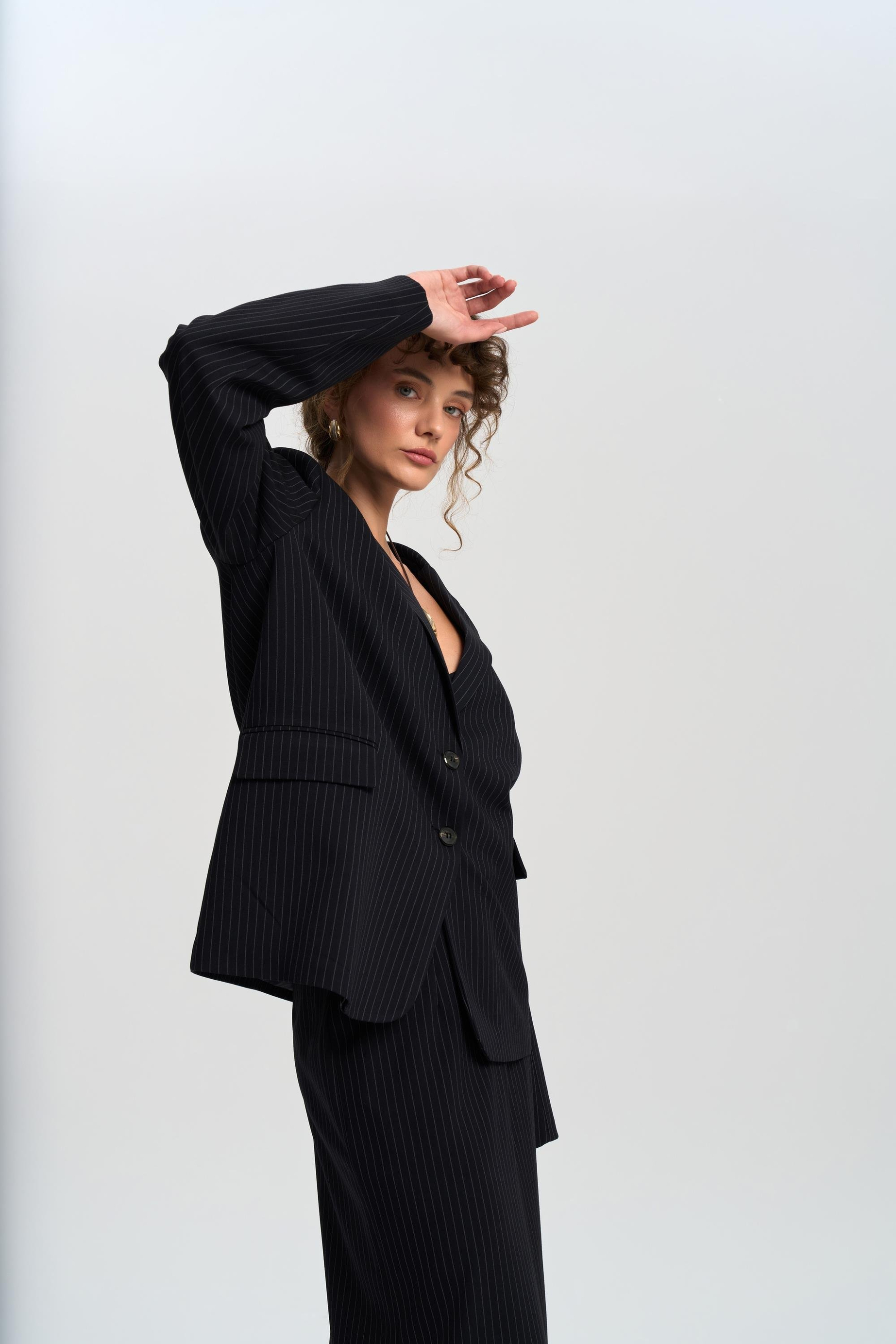Bruno Striped Navy Blazer