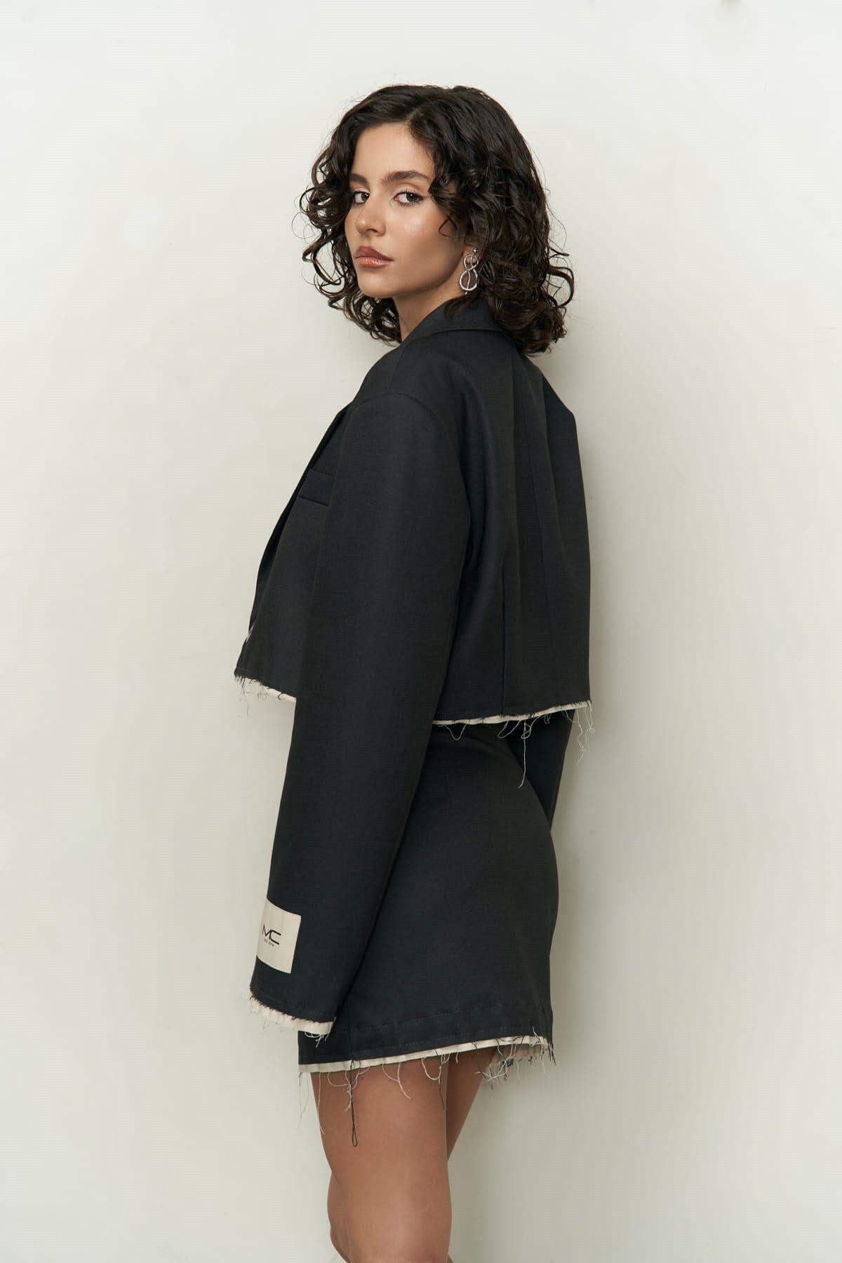 Connel Dark Anthracite Blazer-Skirt Set