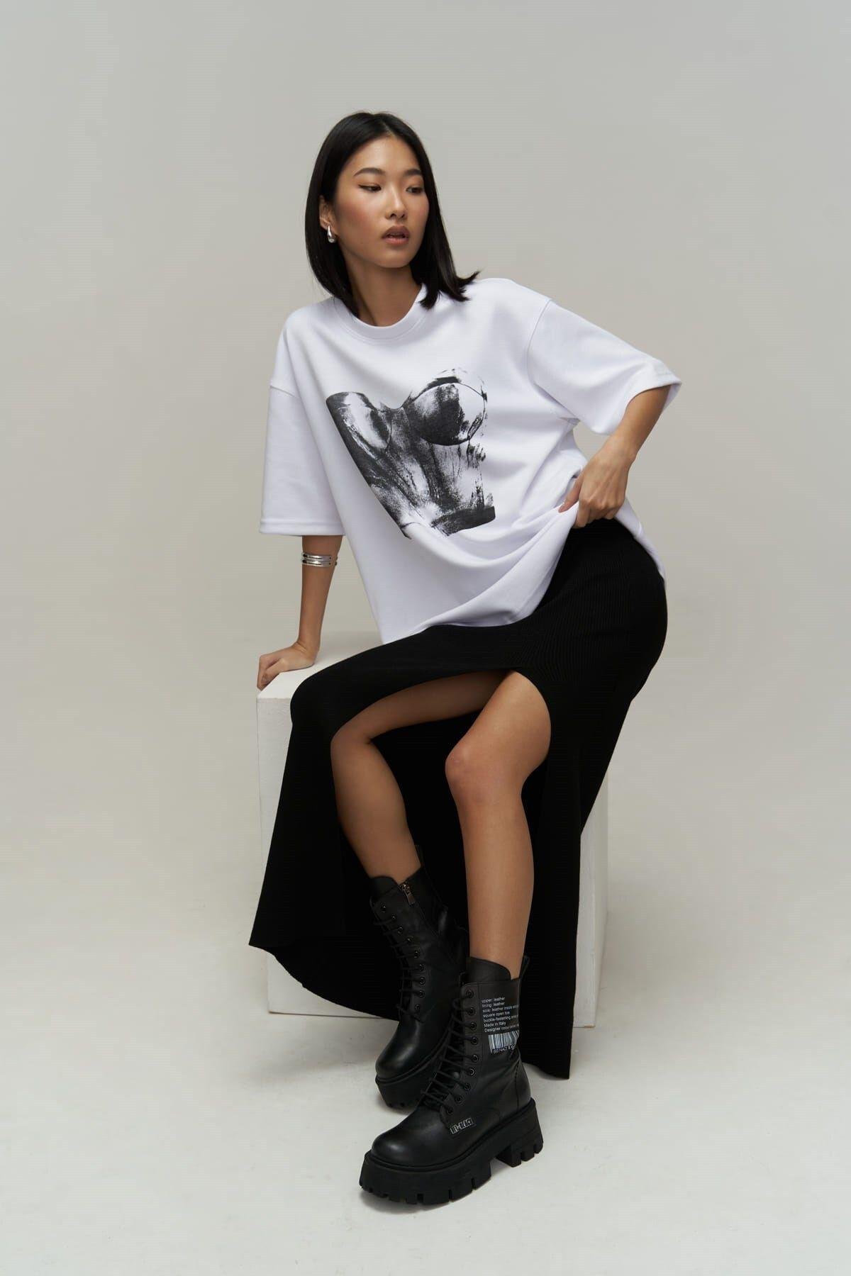 Corset Beyaz Oversize T-Shirt