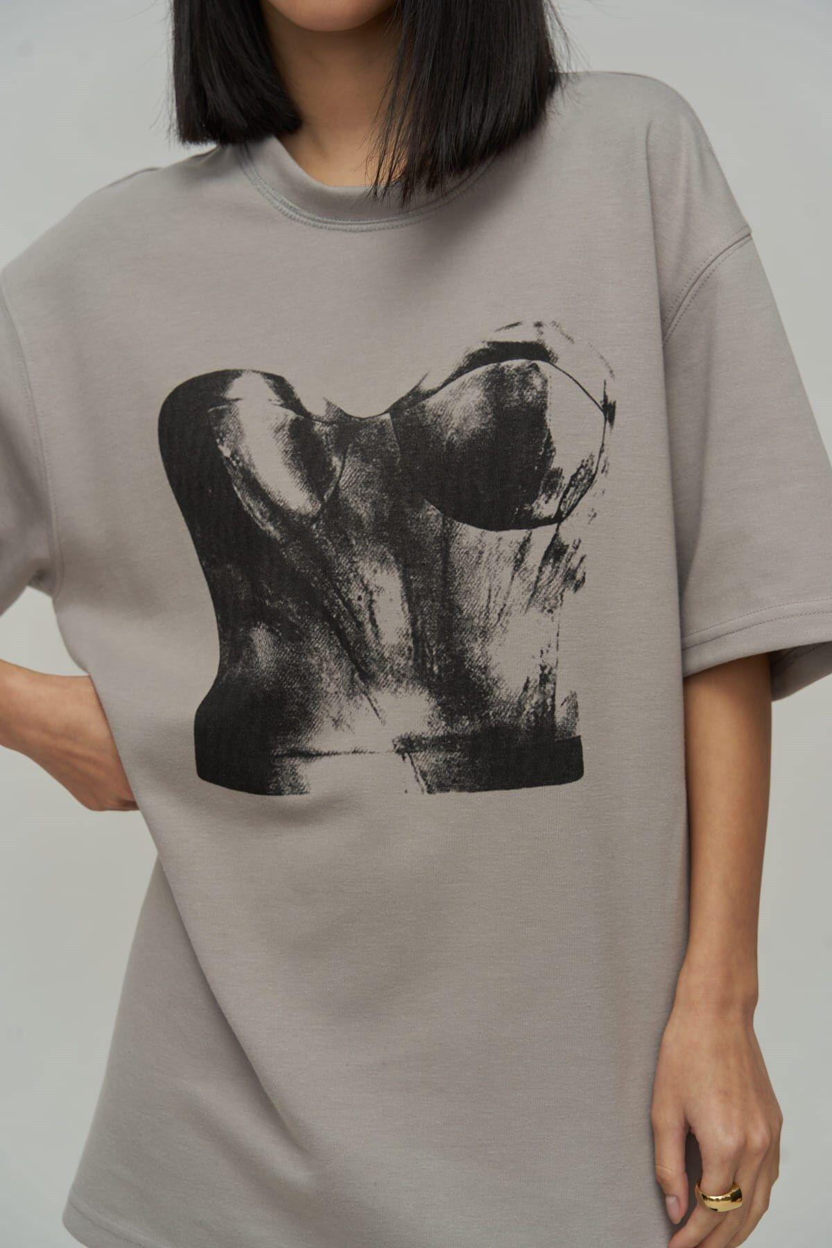 Mai Collection Corset Gray Oversize T-Shirt