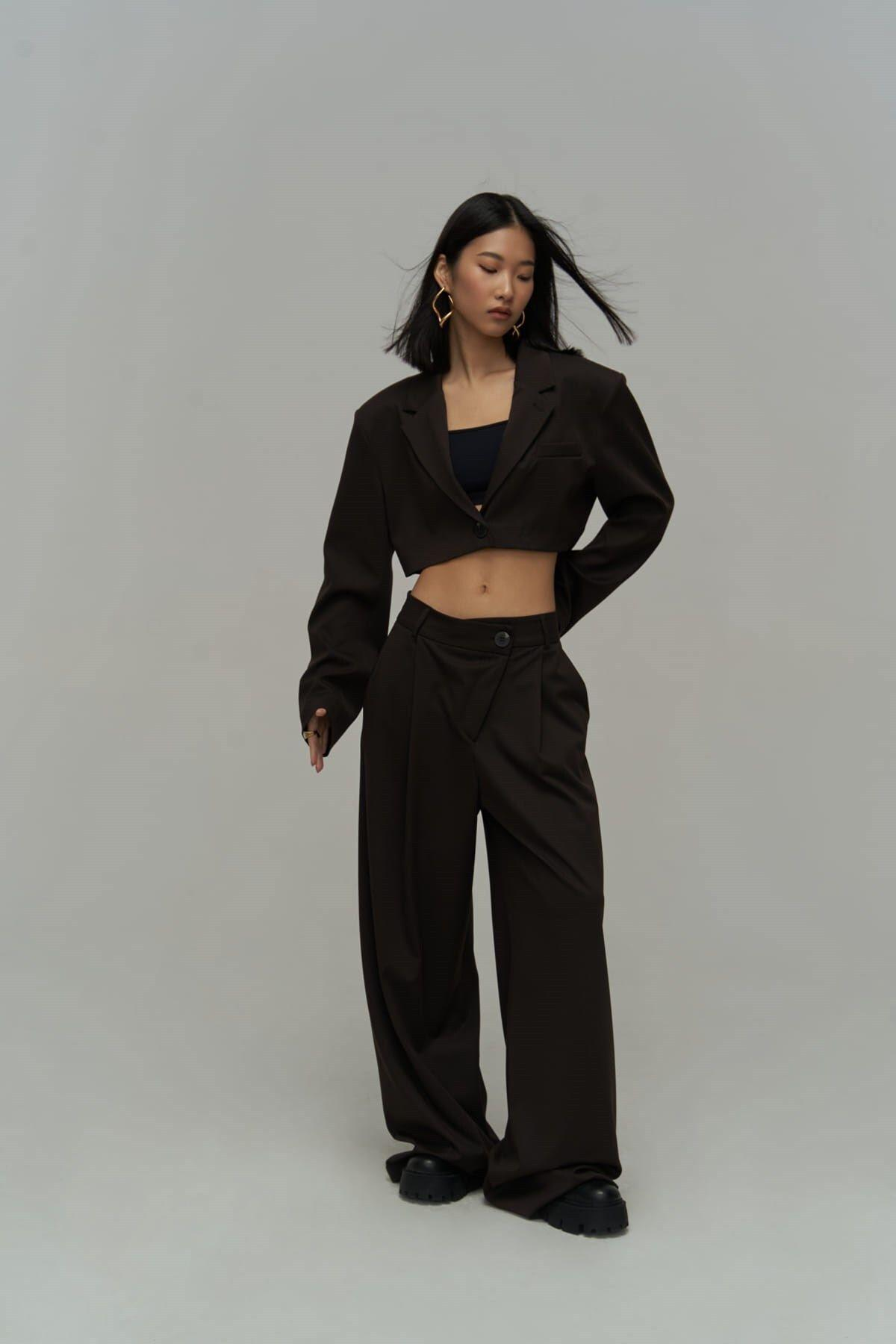 Edwin Dark Brown Cross Trousers-Blazer Set
