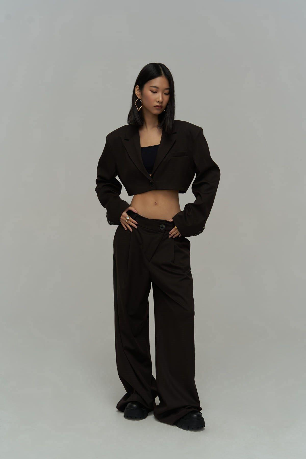Edwin Dark Brown Cross Trousers-Blazer Set