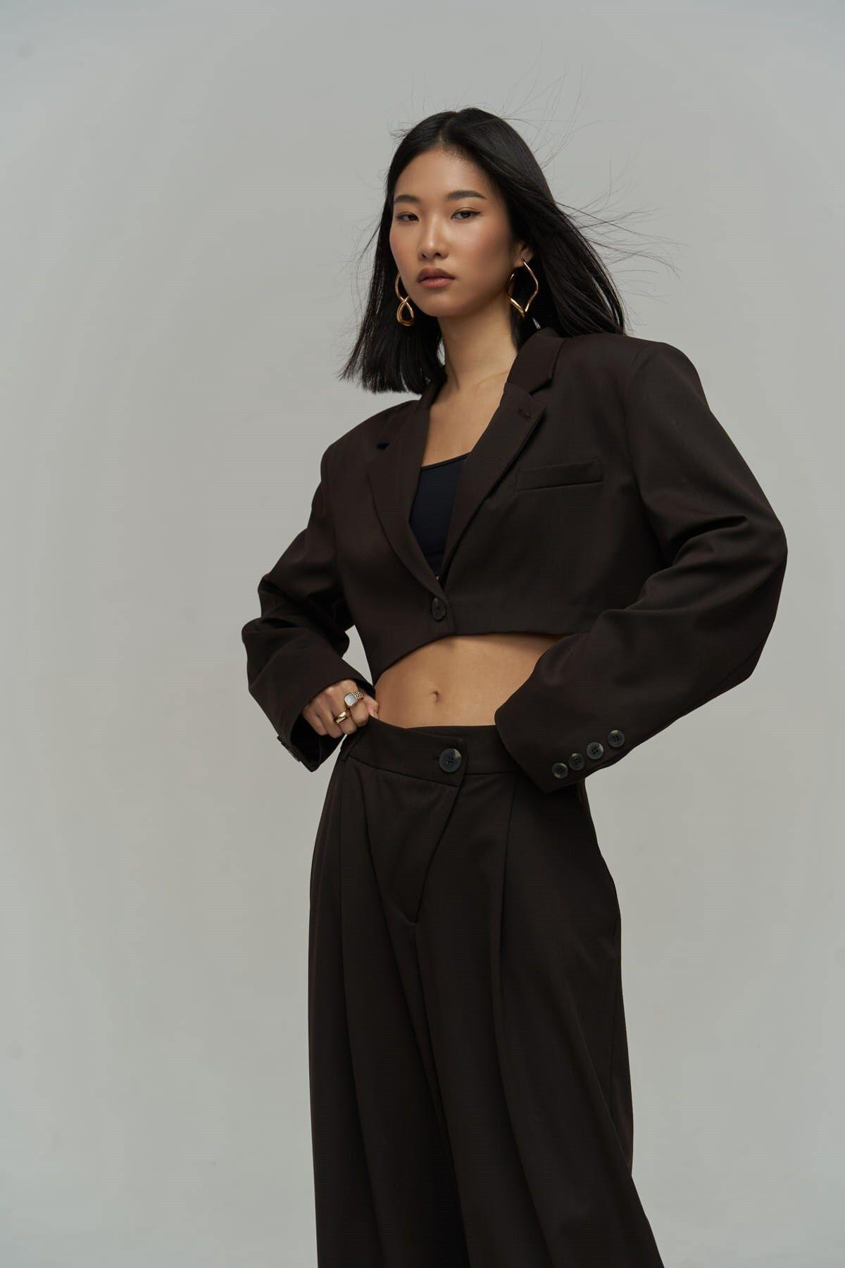 Edwin Dark Brown Cross Trousers-Blazer Set