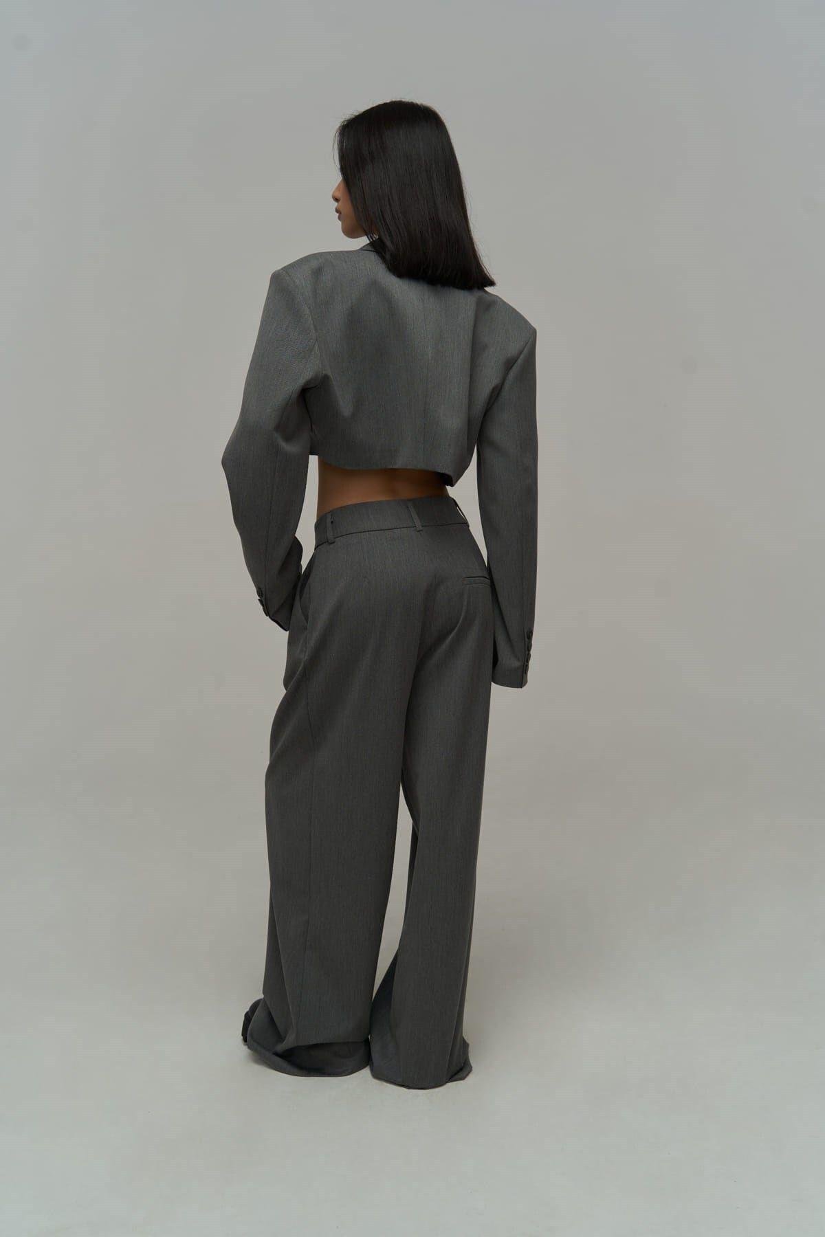 Mai Collection Edwin Dark Gray Cross Trousers-Blazer Set