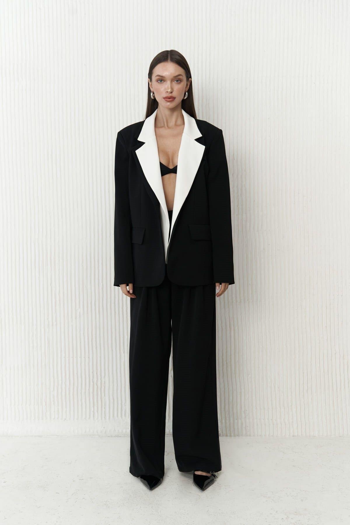 Elias Double Сollar Detail Black Blazer