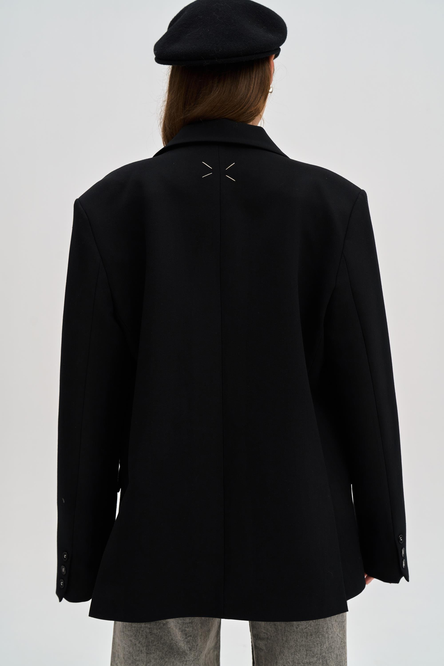 Emma Stitch Detailed Black Blazer