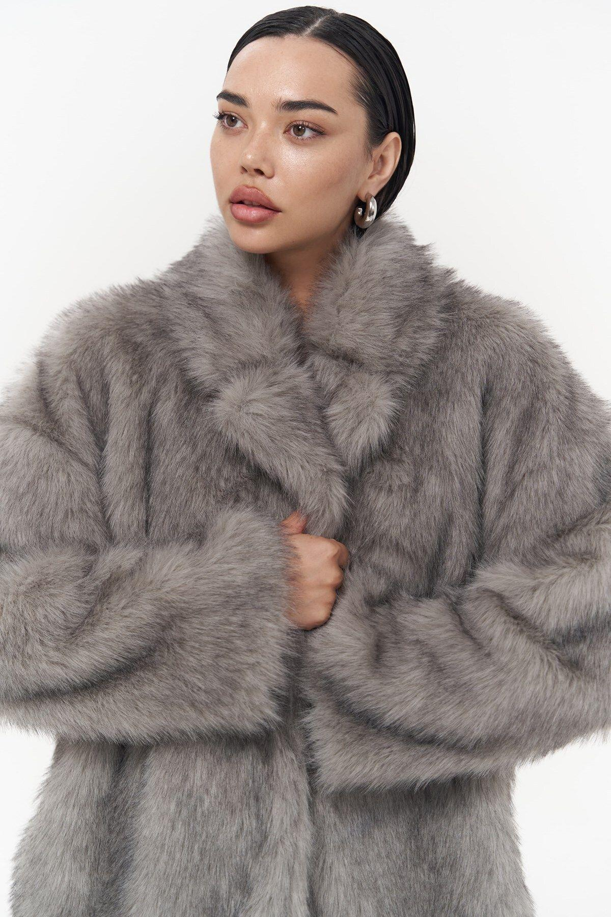 Etenia Gri Kürk Blazer