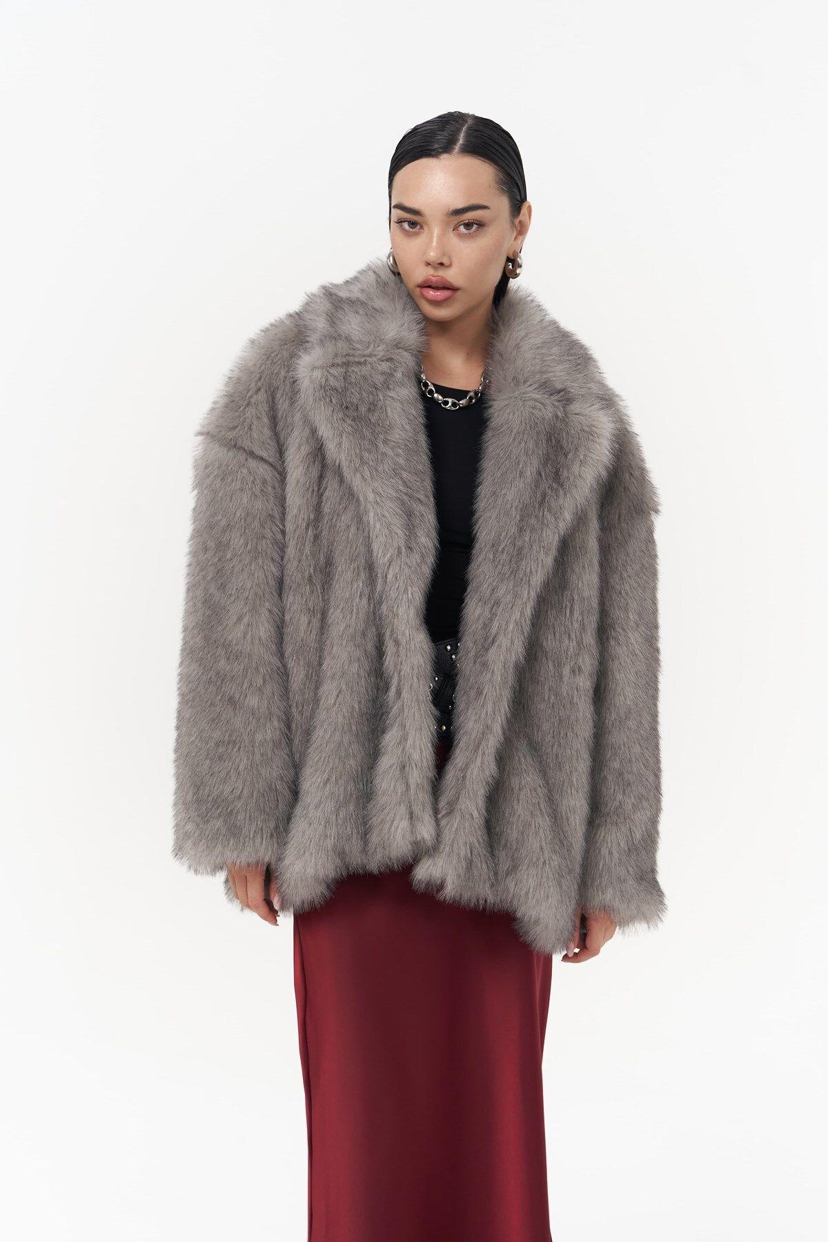 Etenia Gri Kürk Blazer