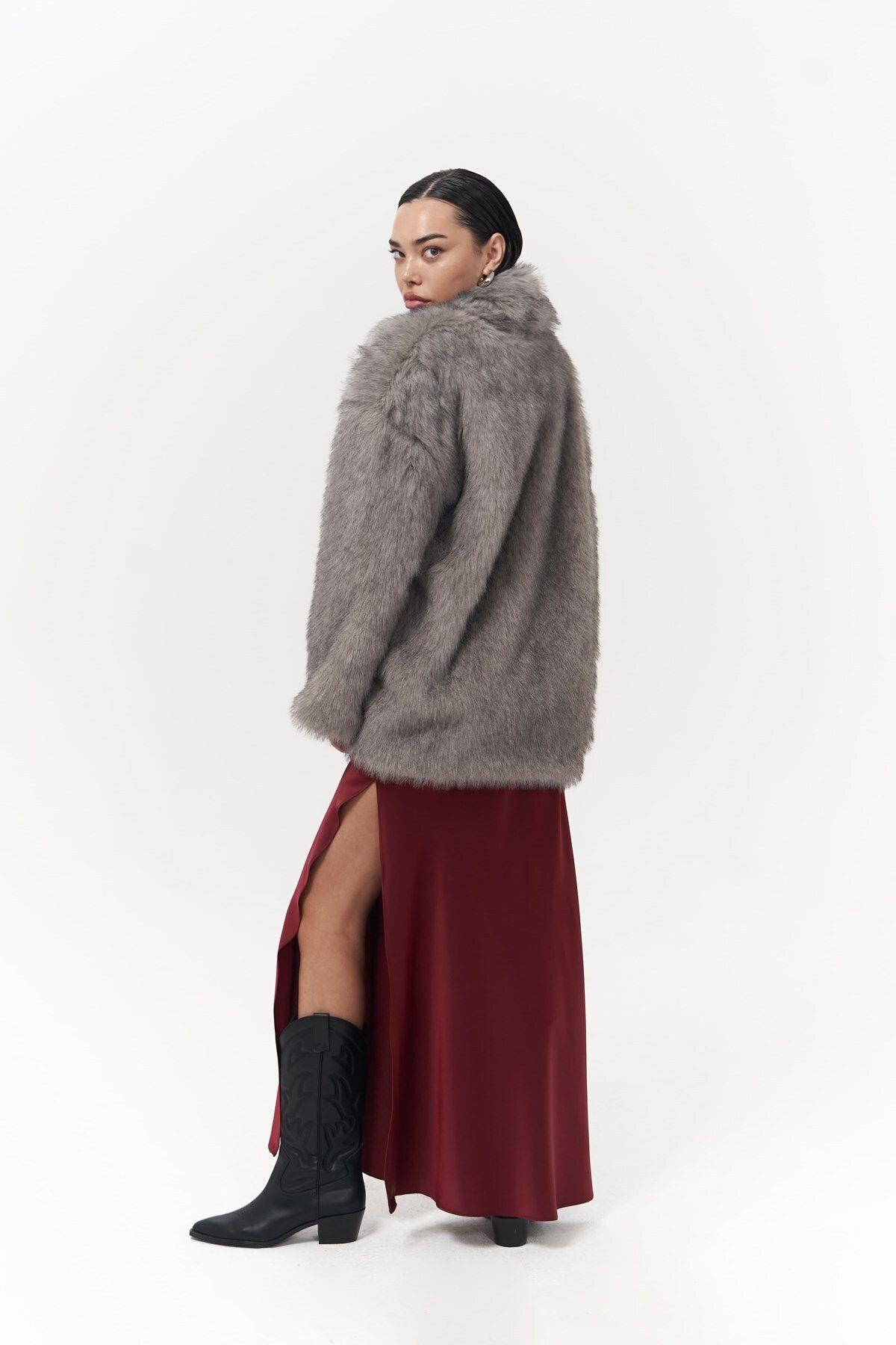 Etenia Gri Kürk Blazer