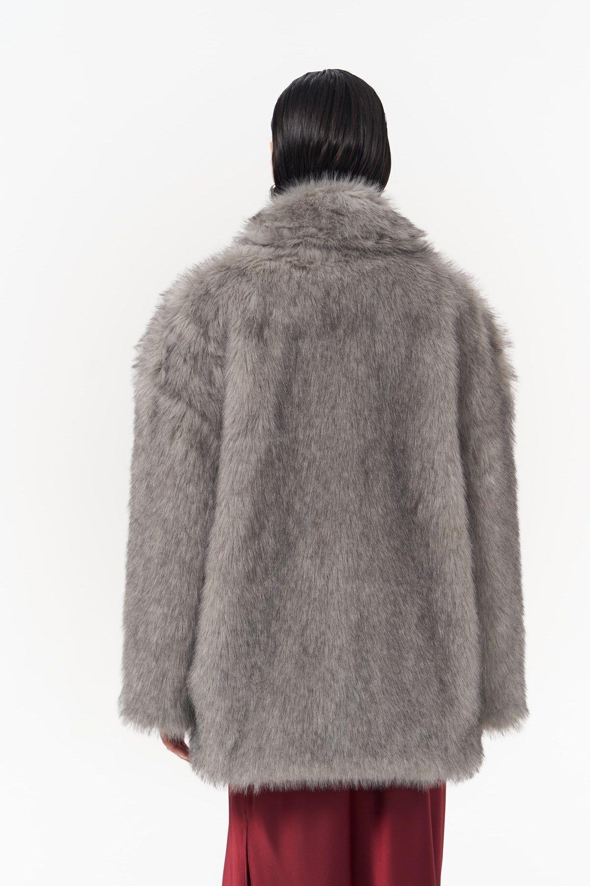 Etenia Gri Kürk Blazer