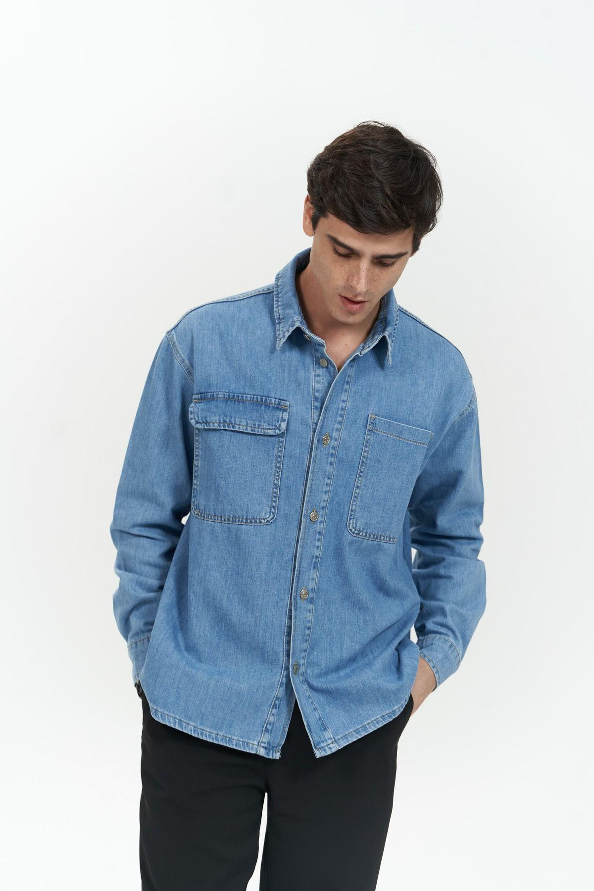 Ethan Unisex Blue Denim Shirt