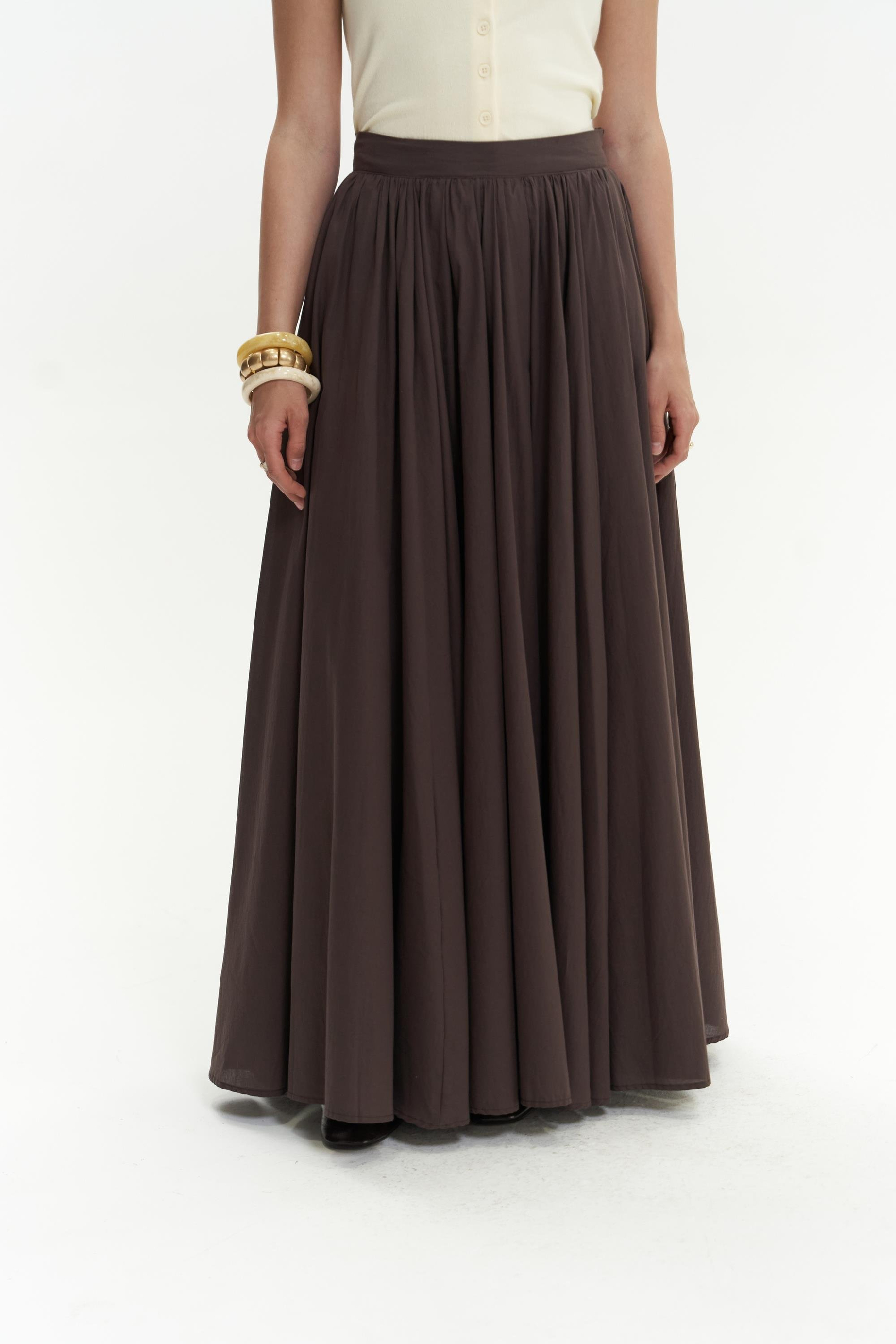 Faylinn Pileli Uzun Kahve Etek