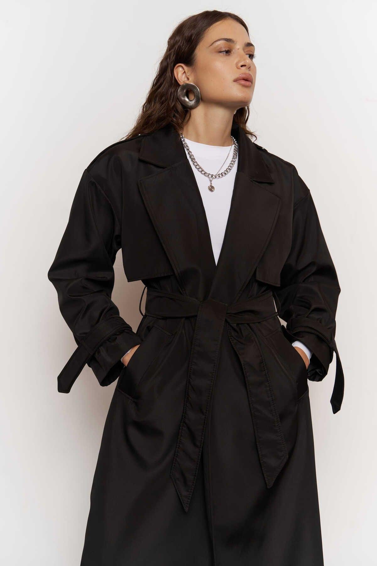 Mai Femme Black Oversize Trenchcoat