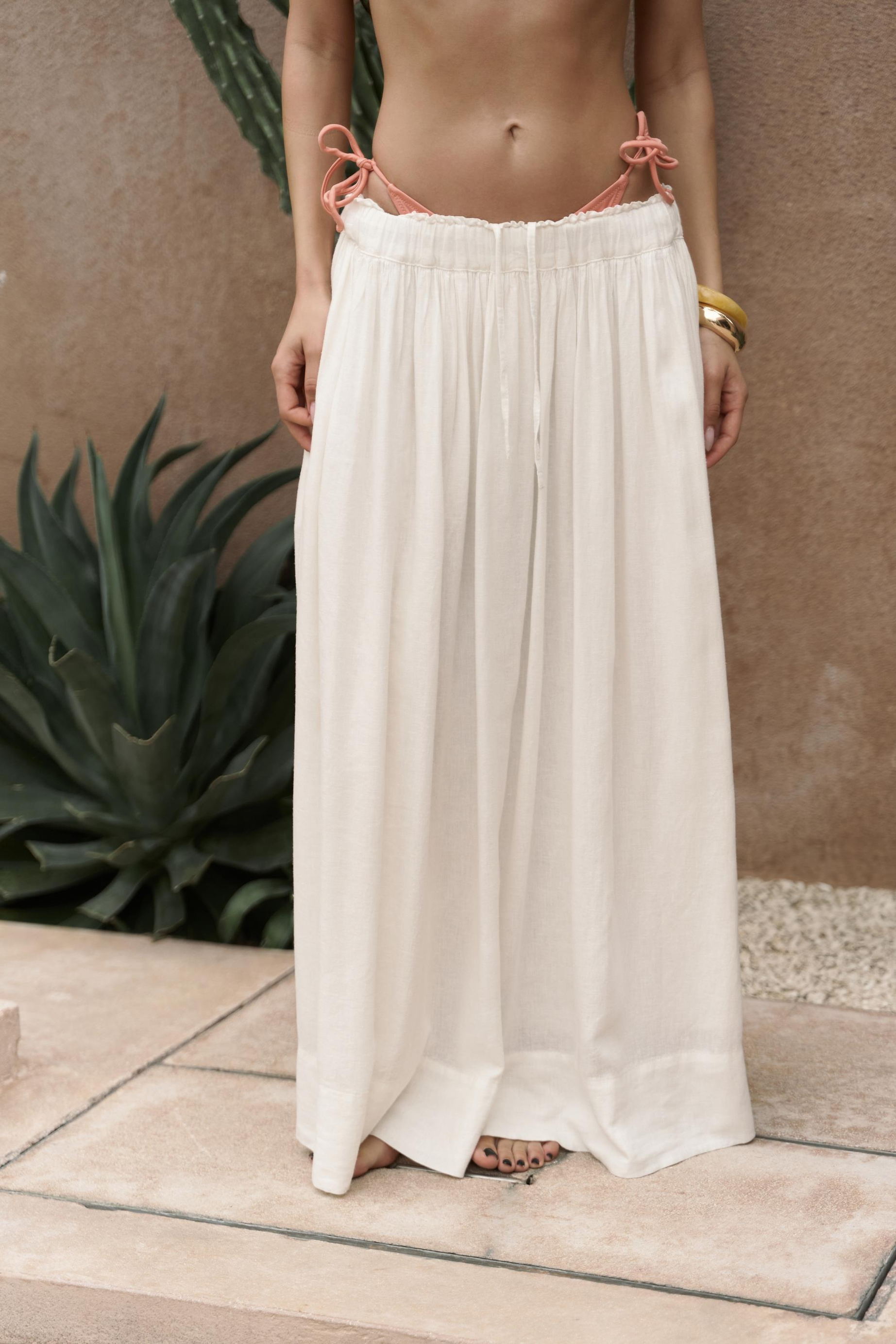 Gabbiano Bağcıklı Pileli Ekru Etek